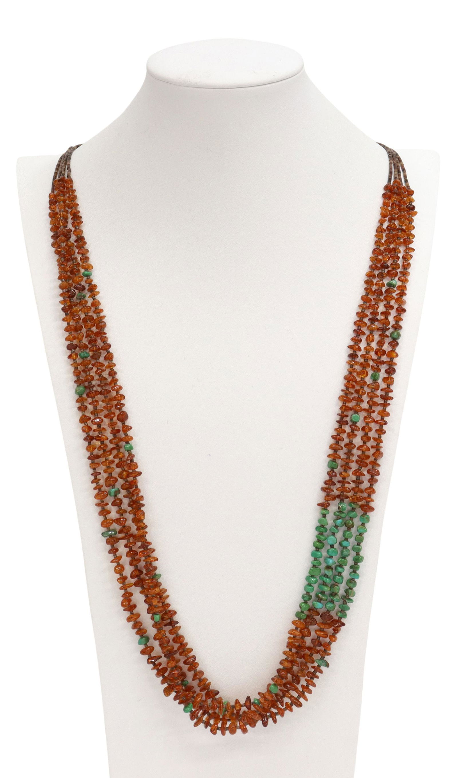 SOUTHWEST HEISHI, AMBER & TURQUOISE NECKLACE (1 of 3)