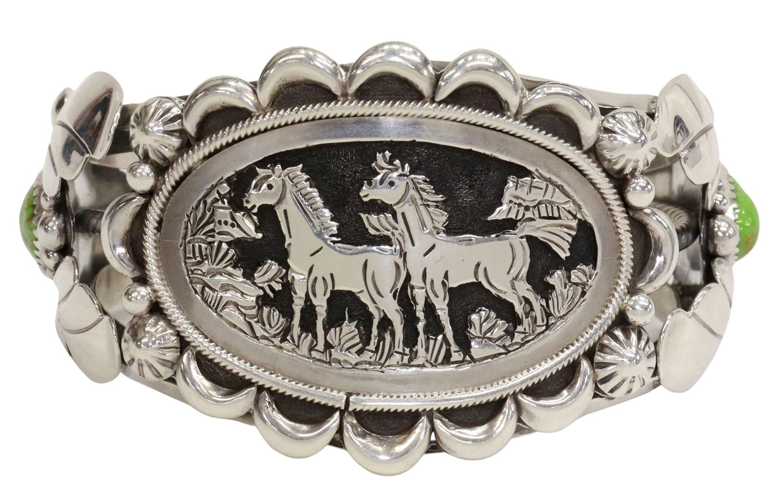 ROBIN WOOD NAVAJO STERLING HORSE CUFF BRACELET (1 of 5)