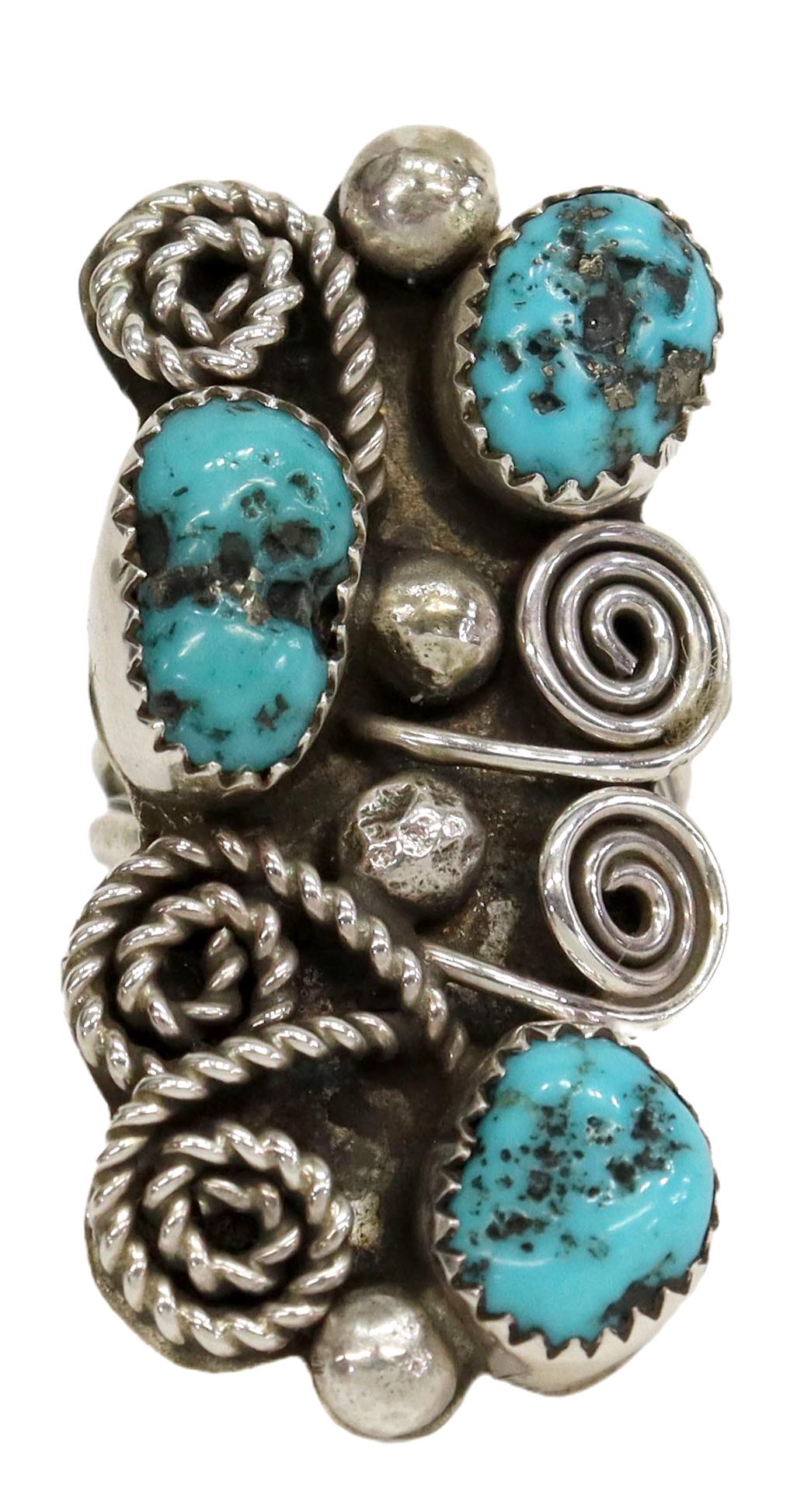 NATIVE AMERICAN STERLING SILVER & TURQUOISE RING (1 of 5)