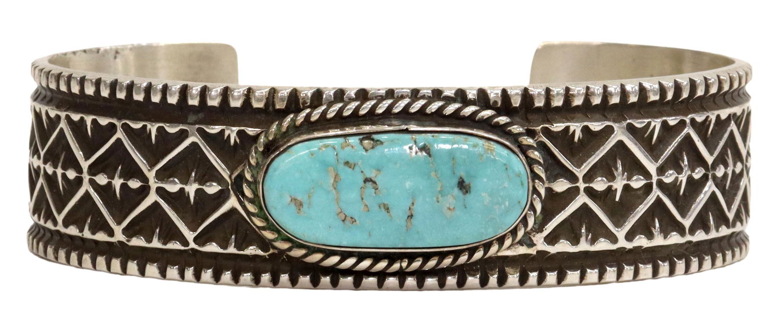 FRED MALONEY NAVAJO STERLING & TURQUOISE CUFF (1 of 5)