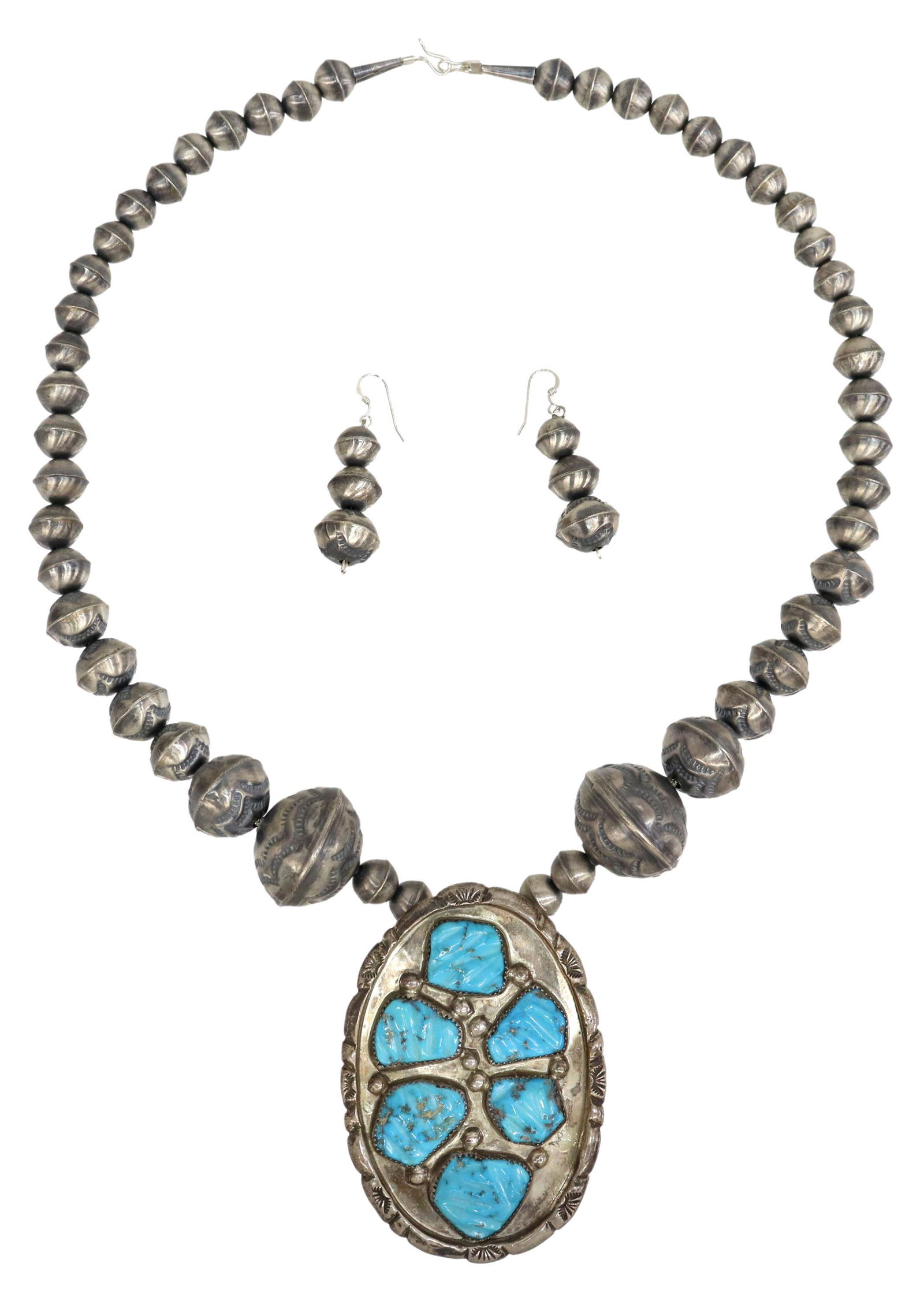 (2) CECILIA IULE ZUNI SILVER & TURQUOISE NECKLACE (1 of 5)