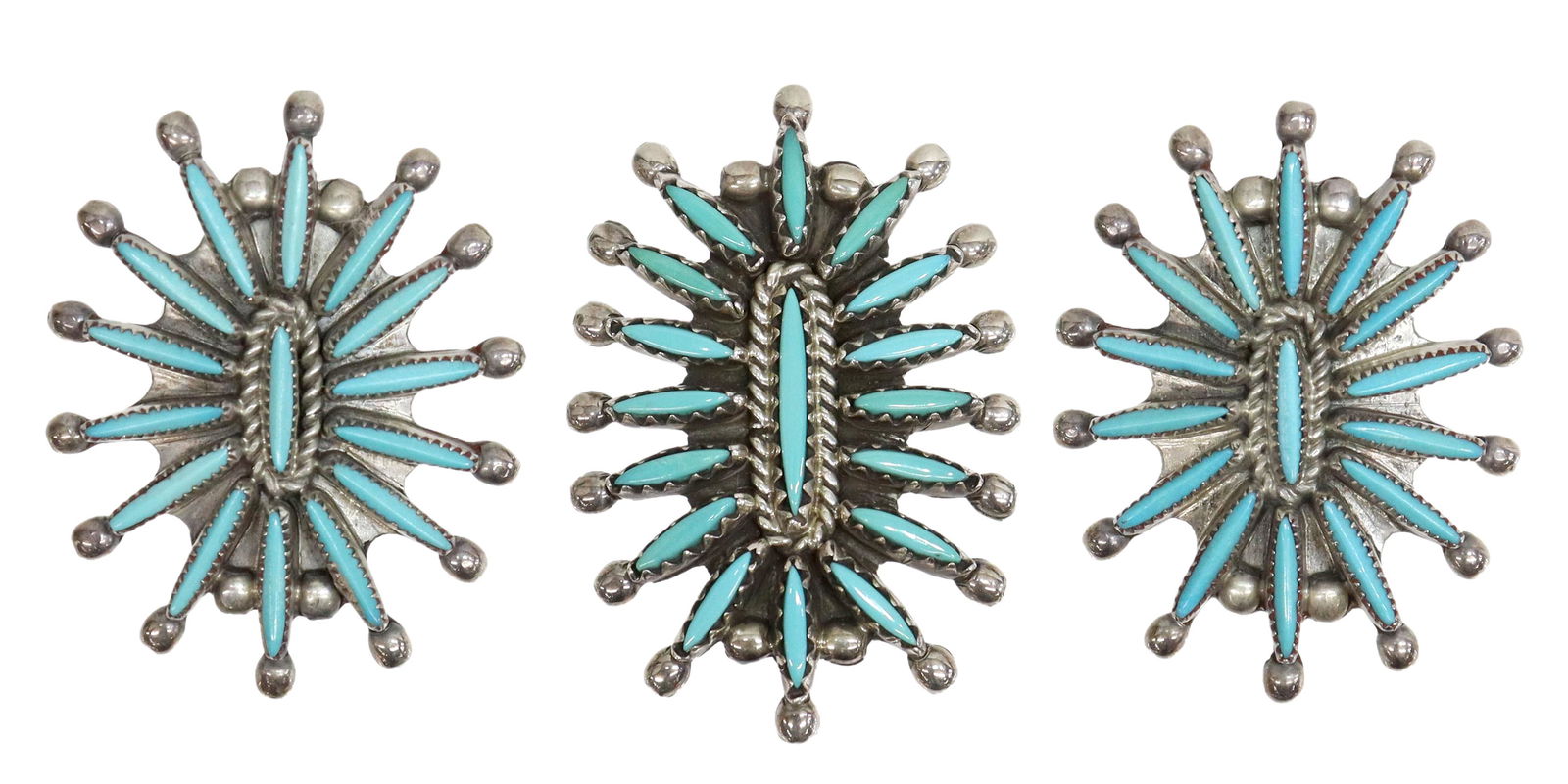 LOT) ZUNI TURQUOISE PETIT POINT EARRINGS & PENDANT (1 of 3)