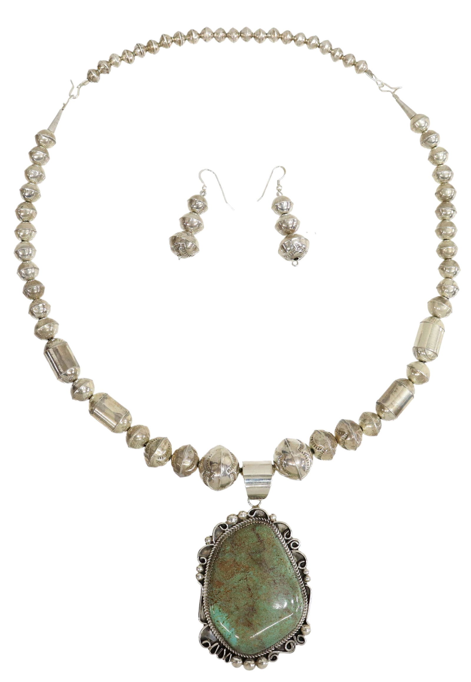 (2) LESLIE NEZ NAVAJO STERLING & TURQUOISE PENDANT (1 of 5)