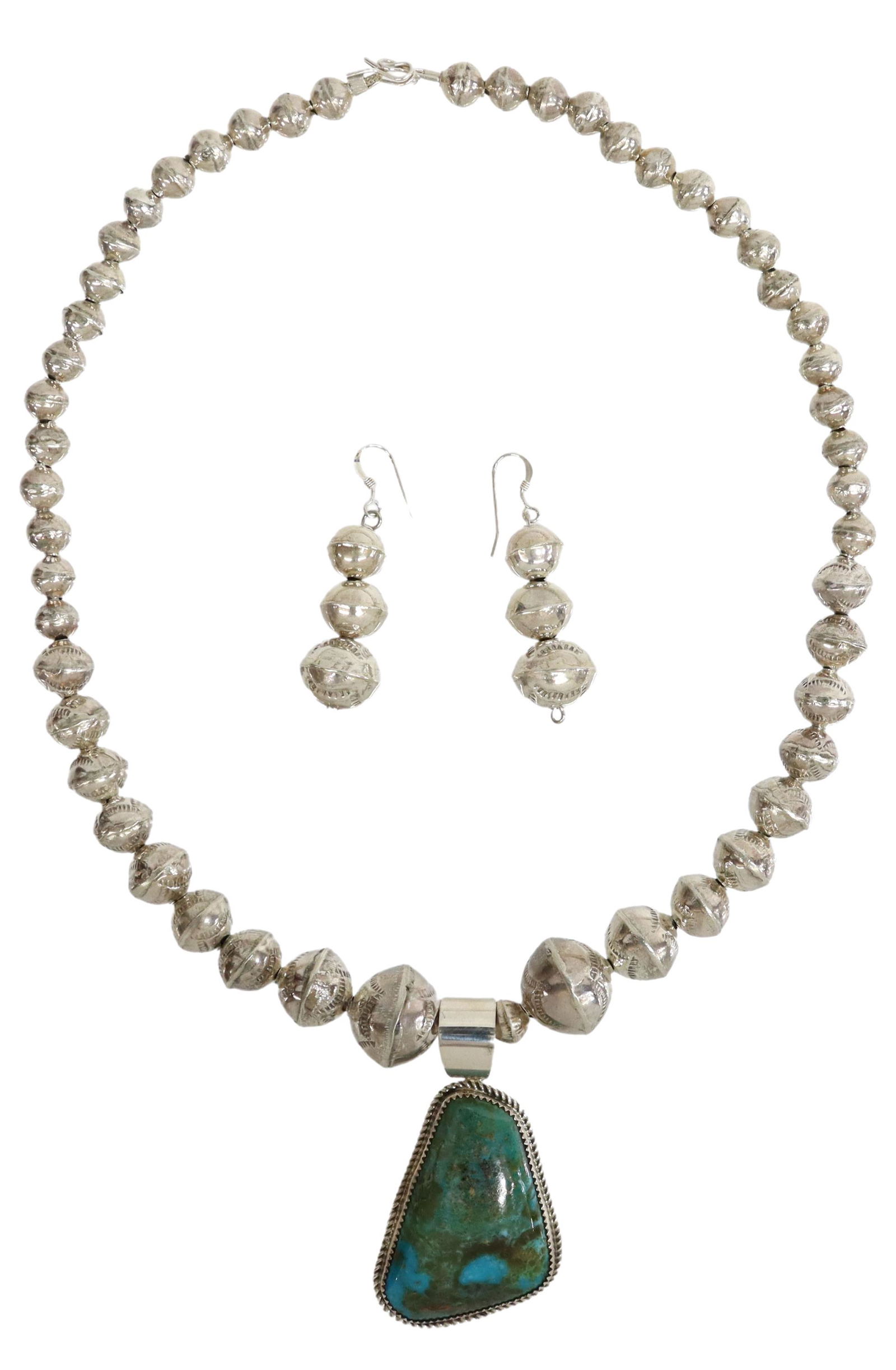 (2) LESLIE NEZ NAVAJO STERLING & TURQUOISE PENDANT (1 of 4)