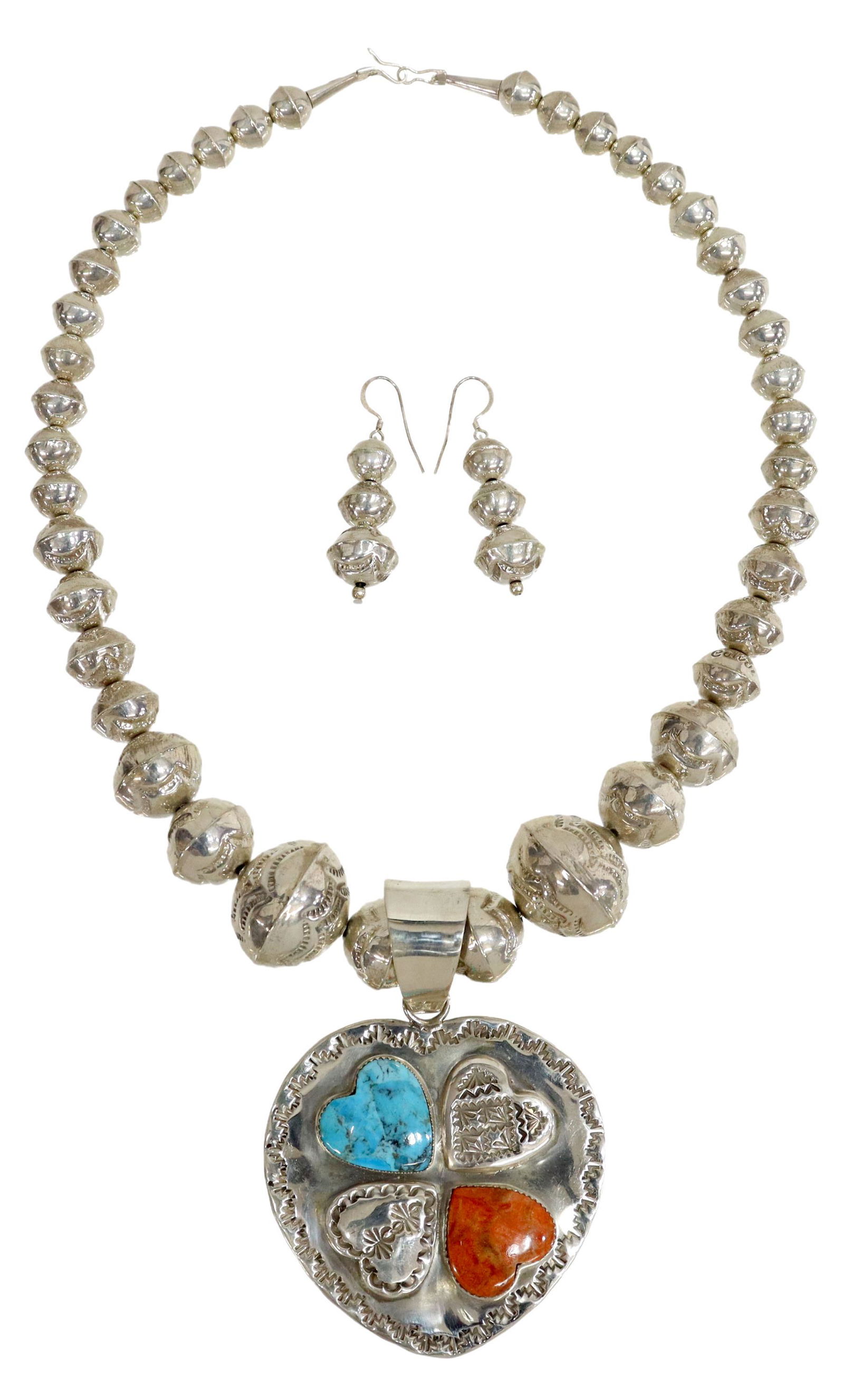 2) SOUTHWEST SILVER PENDANT NECKLACE & EARRINGS (1 of 4)