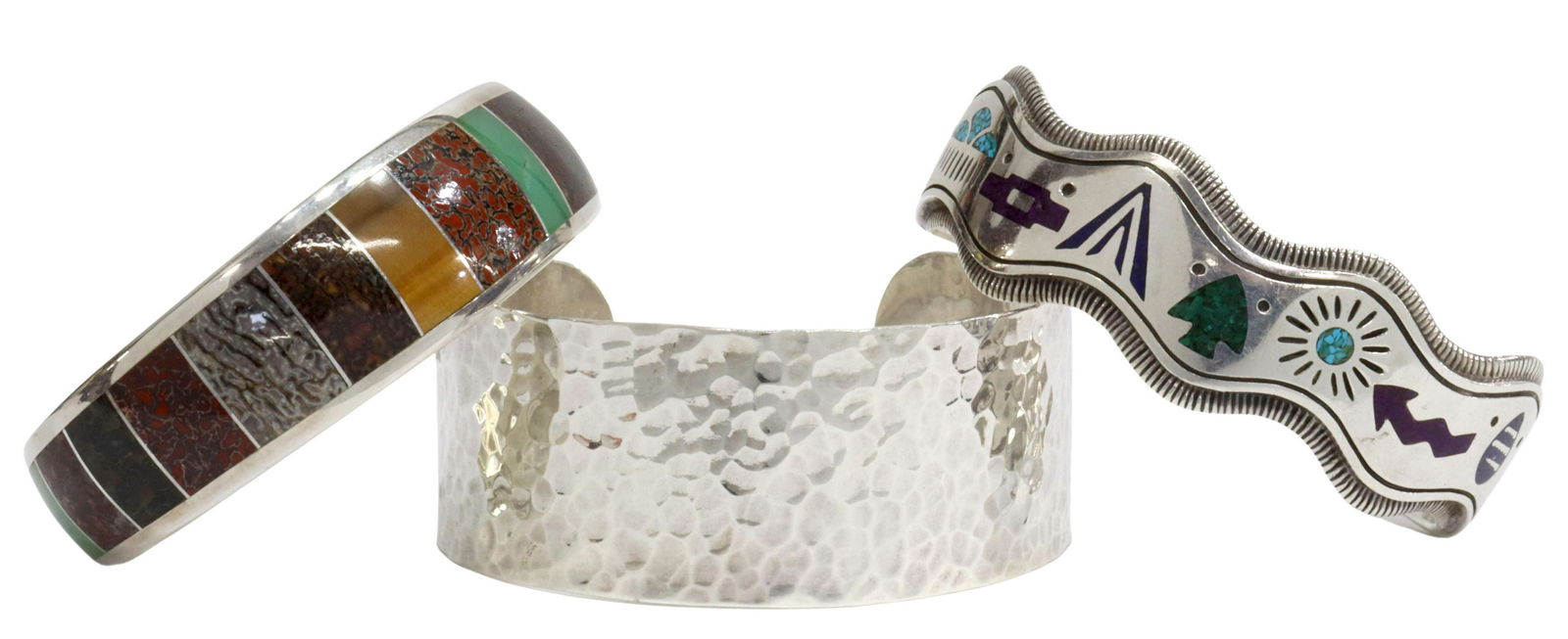 (3) SOUTHWEST STYLE STERLING & MULTISTONE CUFFS (1 of 7)