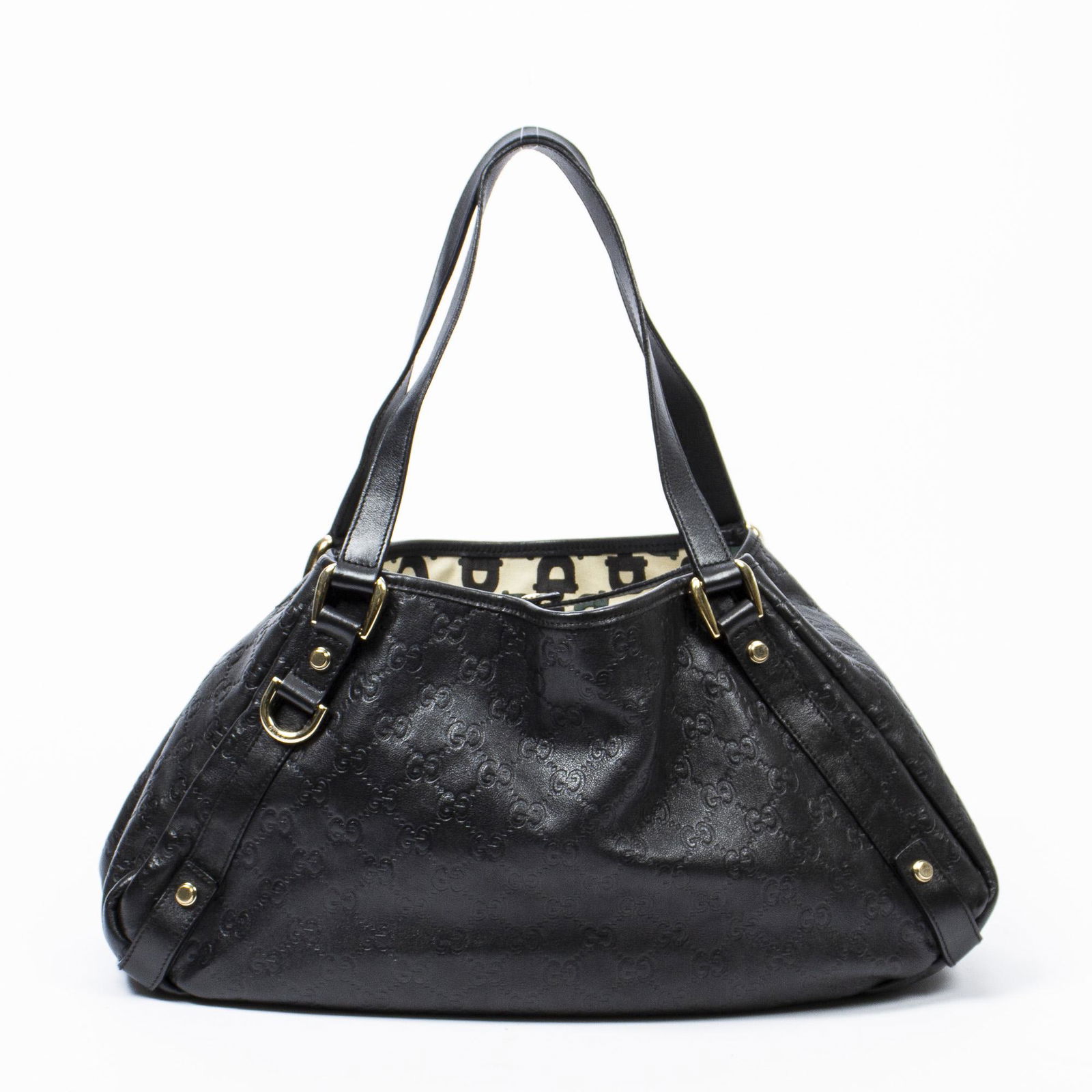 GUCCI 'ABBEY' BLACK GUCCISSIMA LEATHER HOBO BAG (1 of 7)