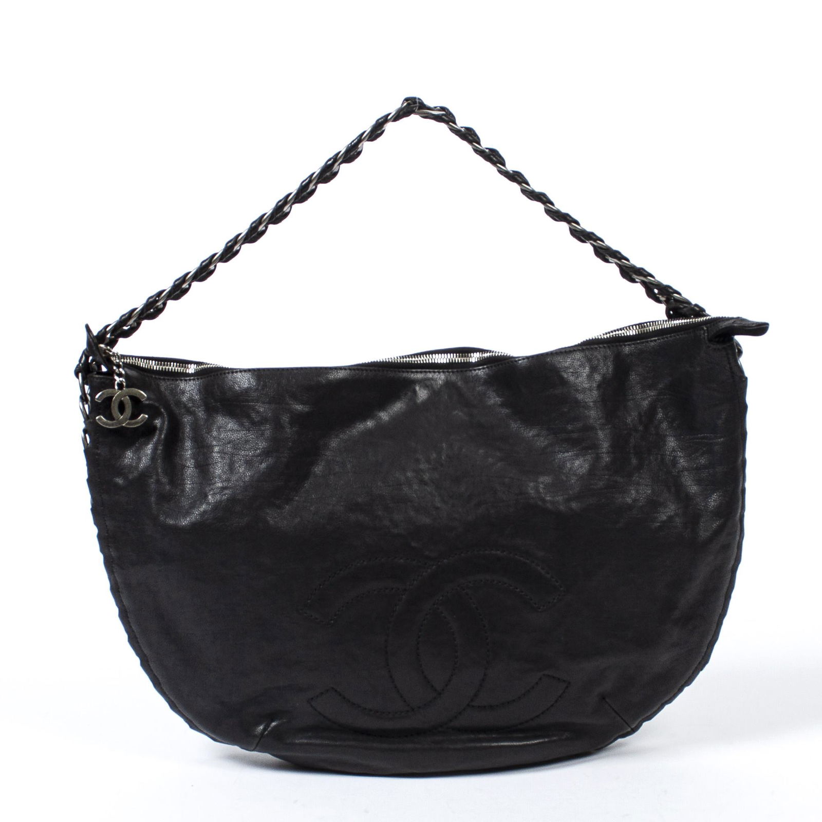 CHANEL 'LUXE LIGNE' BLACK LEATHER SHOULDER BAG (1 of 7)