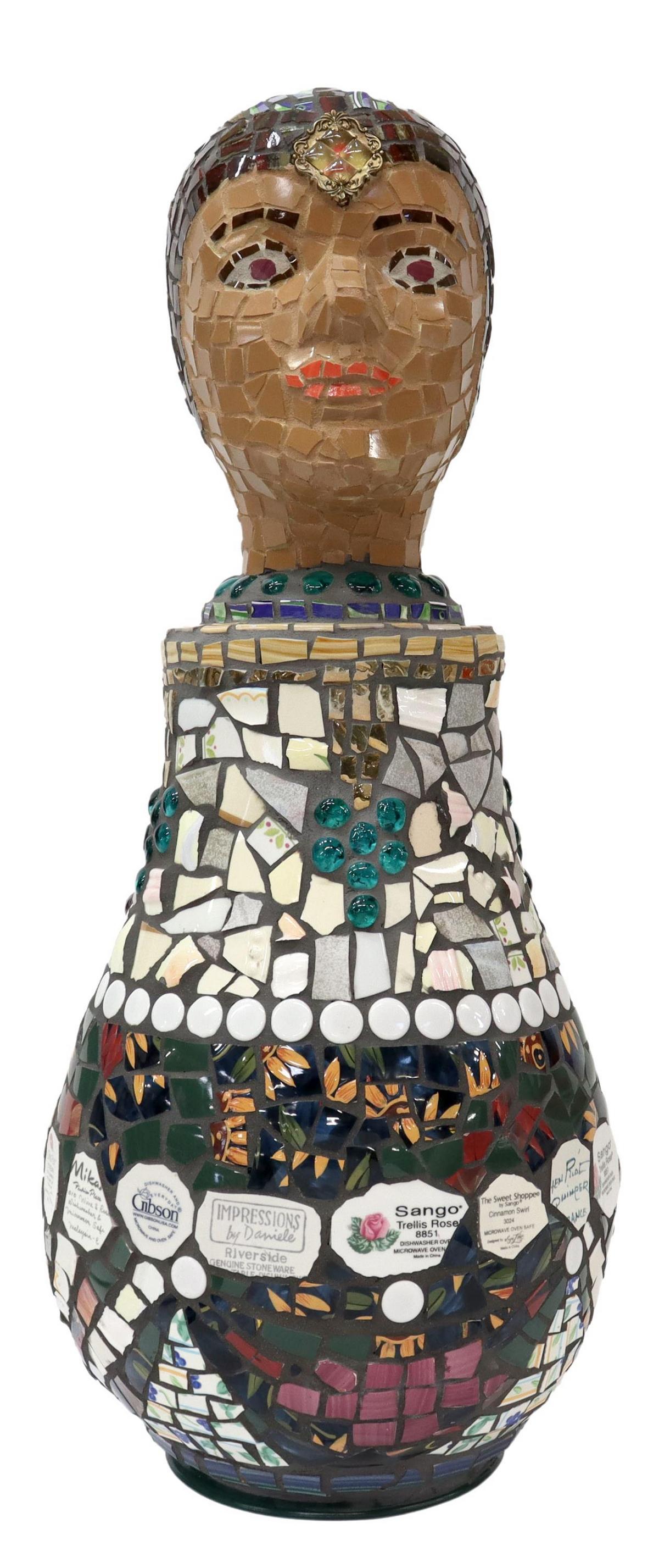 GLASS & CERAMIC MOSAIC SCULPTURE FEMALE BUST (1 of 7)