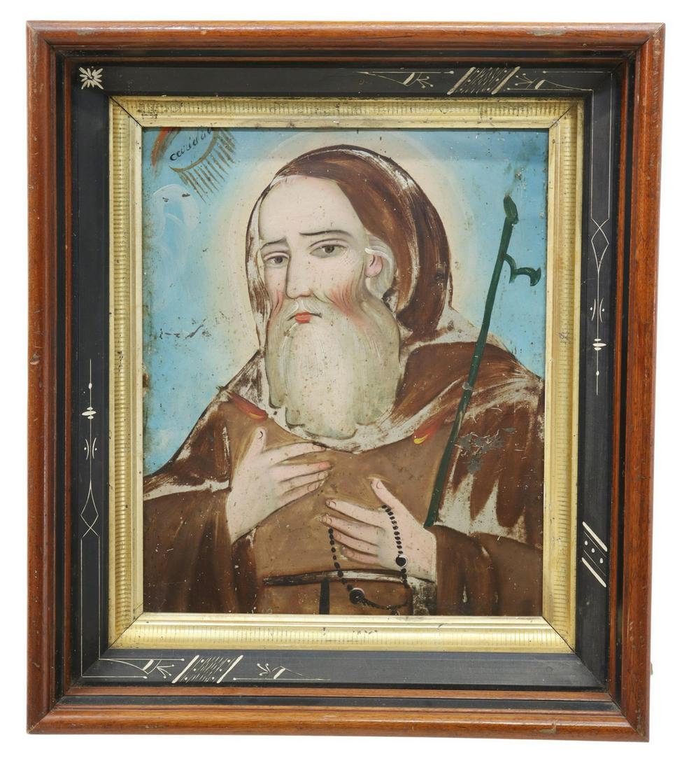 OIL ON TIN RETABLO, SAINT FRANCIS PAOLA, MEXICO (1 of 3)