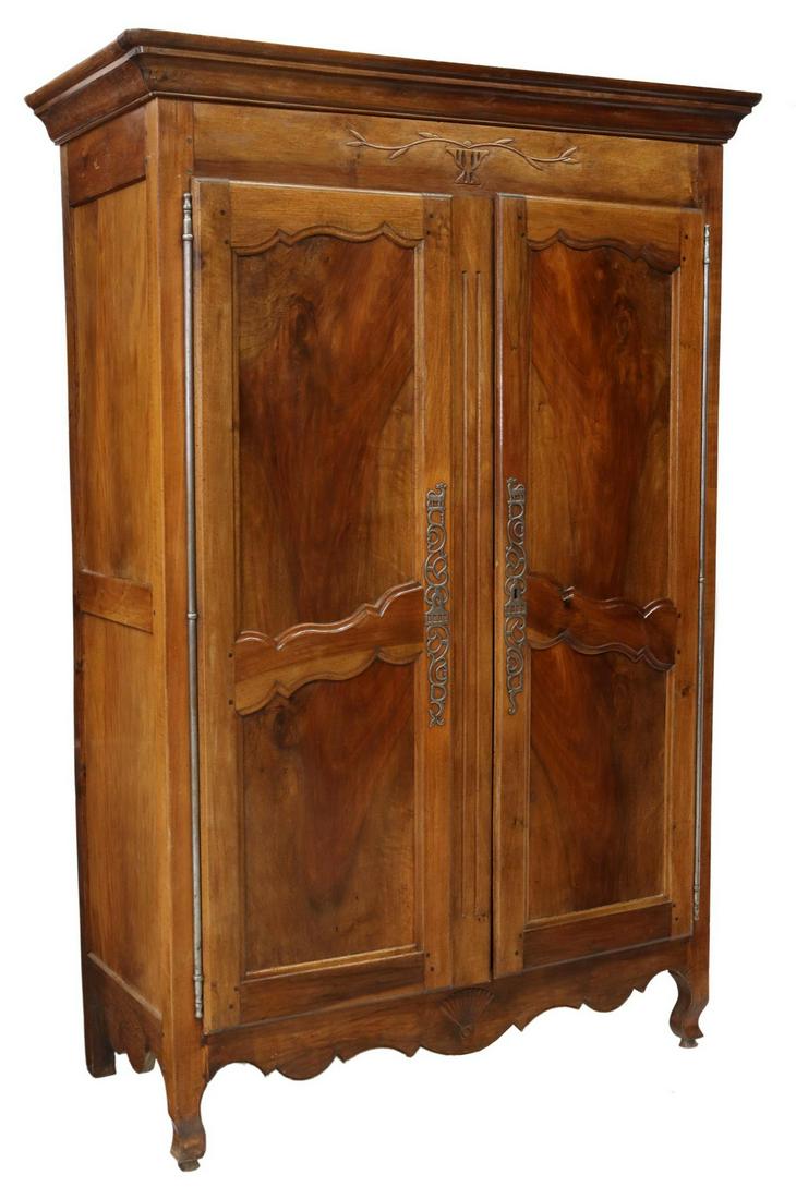 FRENCH PROVINCIAL LOUIS XV STYLE WALNUT ARMOIRE (1 of 4)