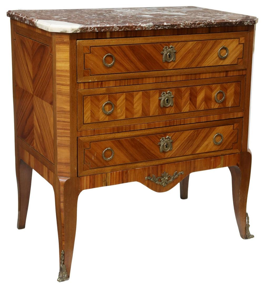 FRENCH LOUIS XV STYLE MARBLE-TOP COMMODE (1 of 5)