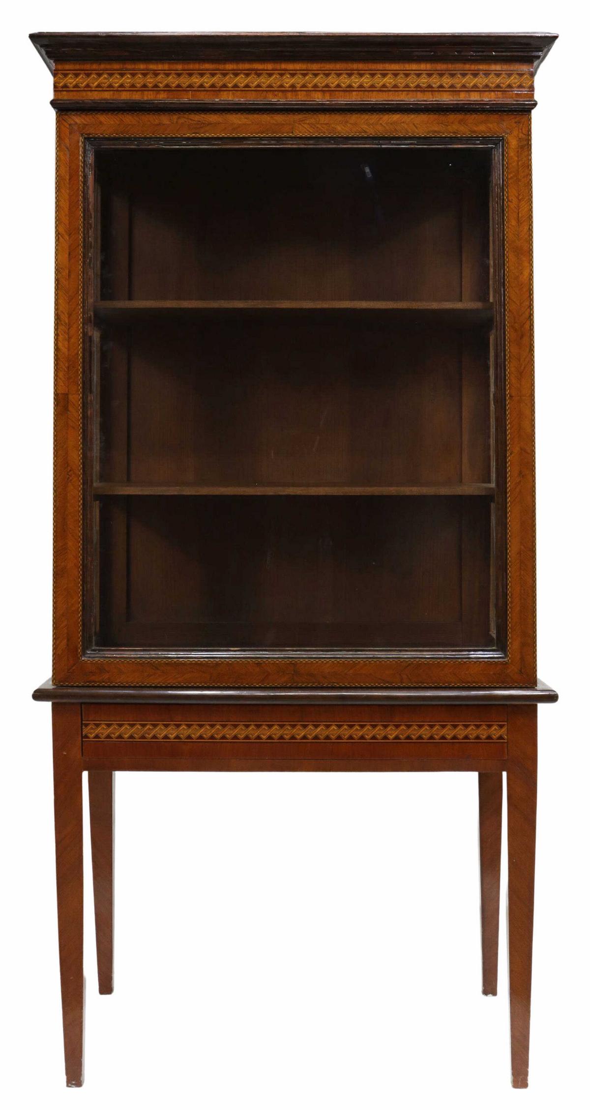 MAHOGANY PARQUETRY SLIDING DOOR VITRINE (1 of 5)