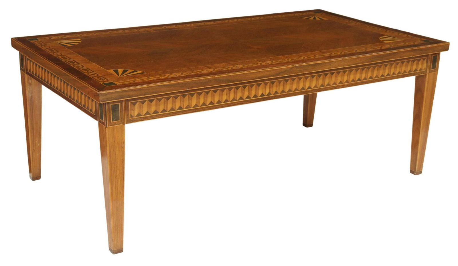 ROSEWOOD PARQUETRY-TOP COFFEE TABLE, 47"L (1 of 4)
