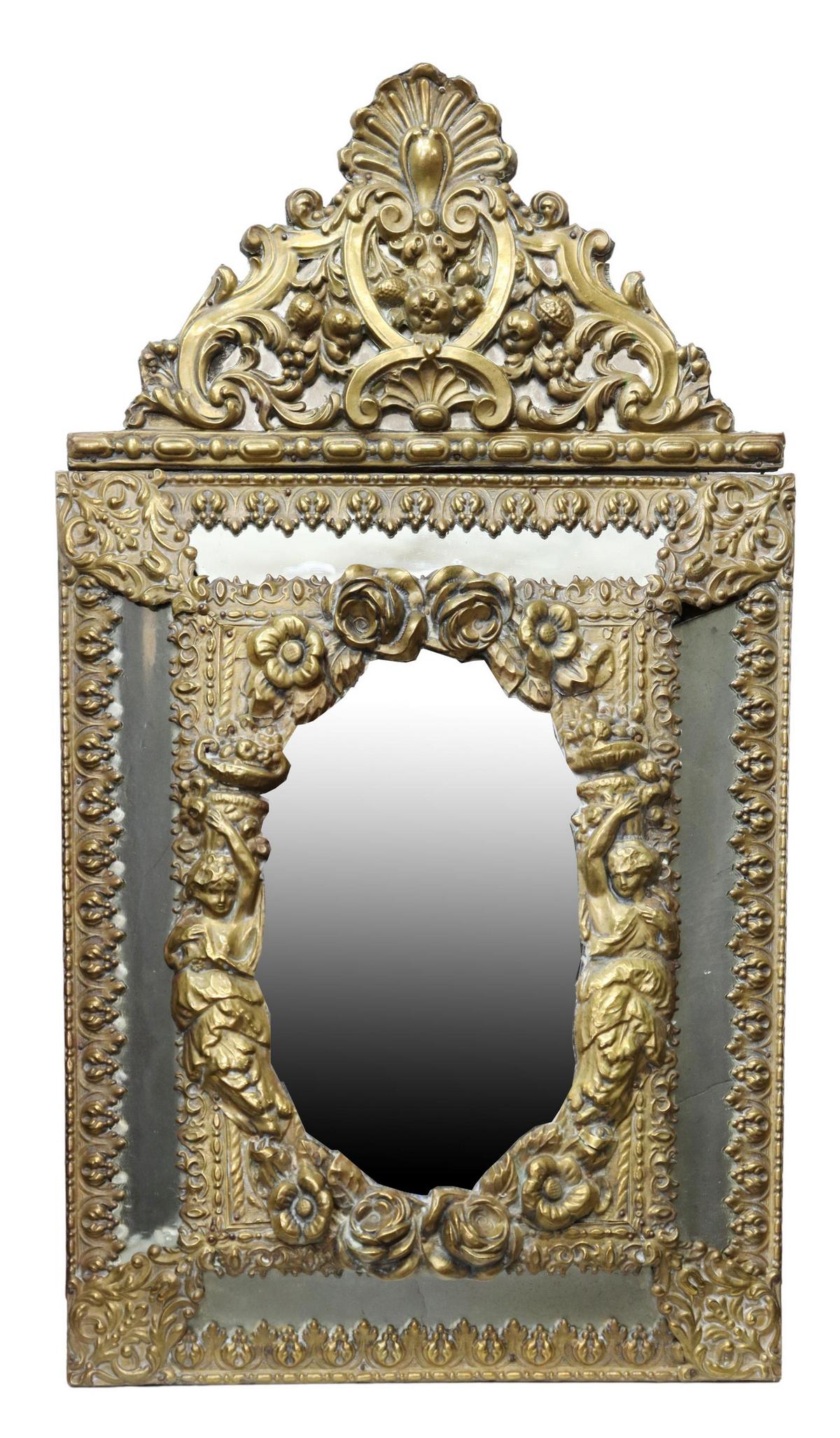 DUTCH BAROQUE STYLE REPOUSSE CUSHION MIRROR (1 of 4)