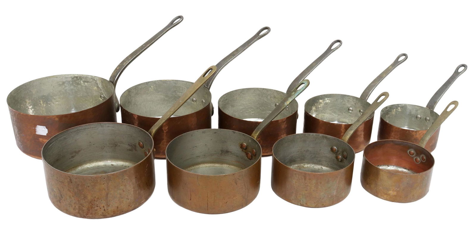 (9) FRENCH COPPER GRADUATED SAUCEPANS (1 of 3)
