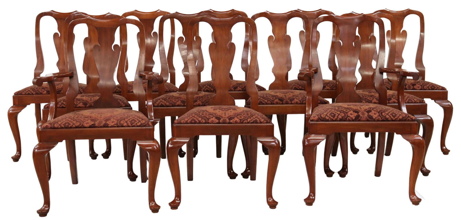(12) HENKEL-HARRIS QUEEN ANNE STYLE CHERRY CHAIRS (1 of 4)