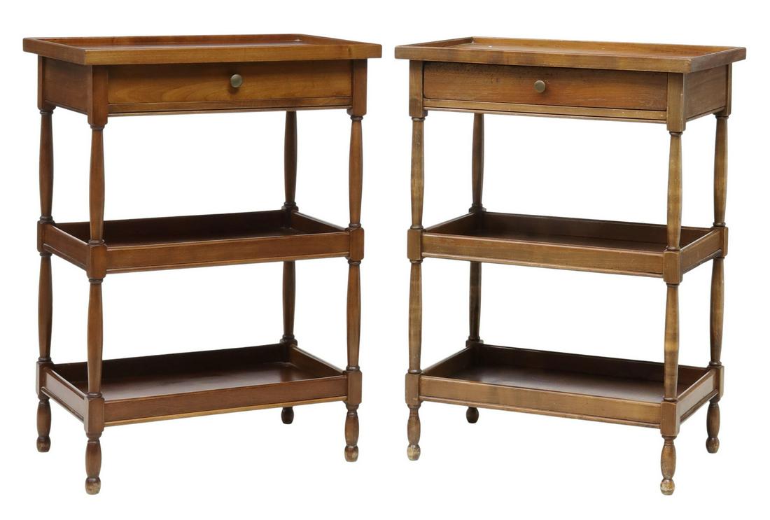 (2) LOUIS PHILIPPE STYLE FRUITWOOD BEDSIDE TABLES (1 of 5)