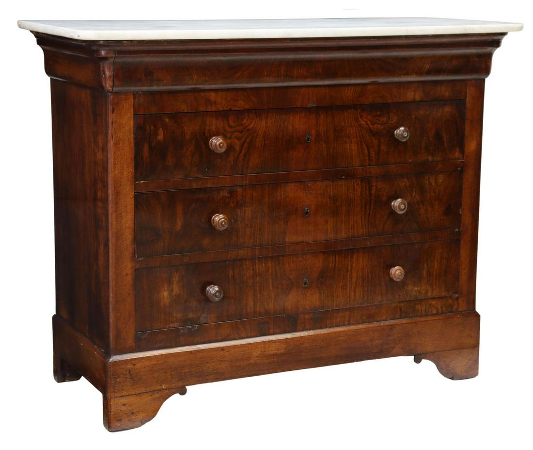 FRENCH LOUIS PHILIPPE MARBLE-TOP COMMODE (1 of 5)