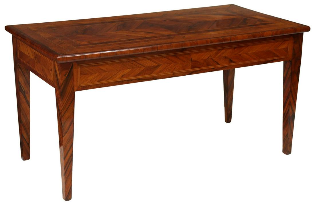 MATCHED VENNER PARQUETRY-TOP COFFEE TABLE, 39"L (1 of 4)