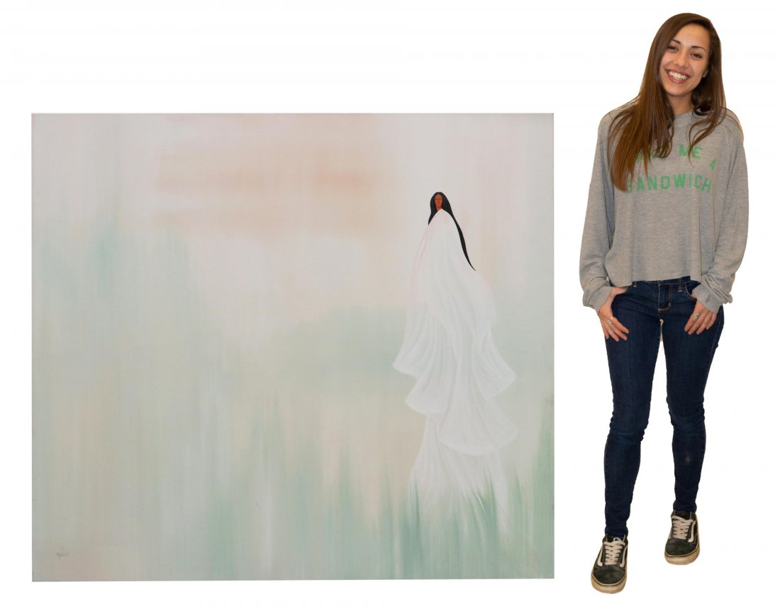 BILL RABBIT (1946-2012) CHEROKEE WOMAN, 48" X 54" (1 of 4)