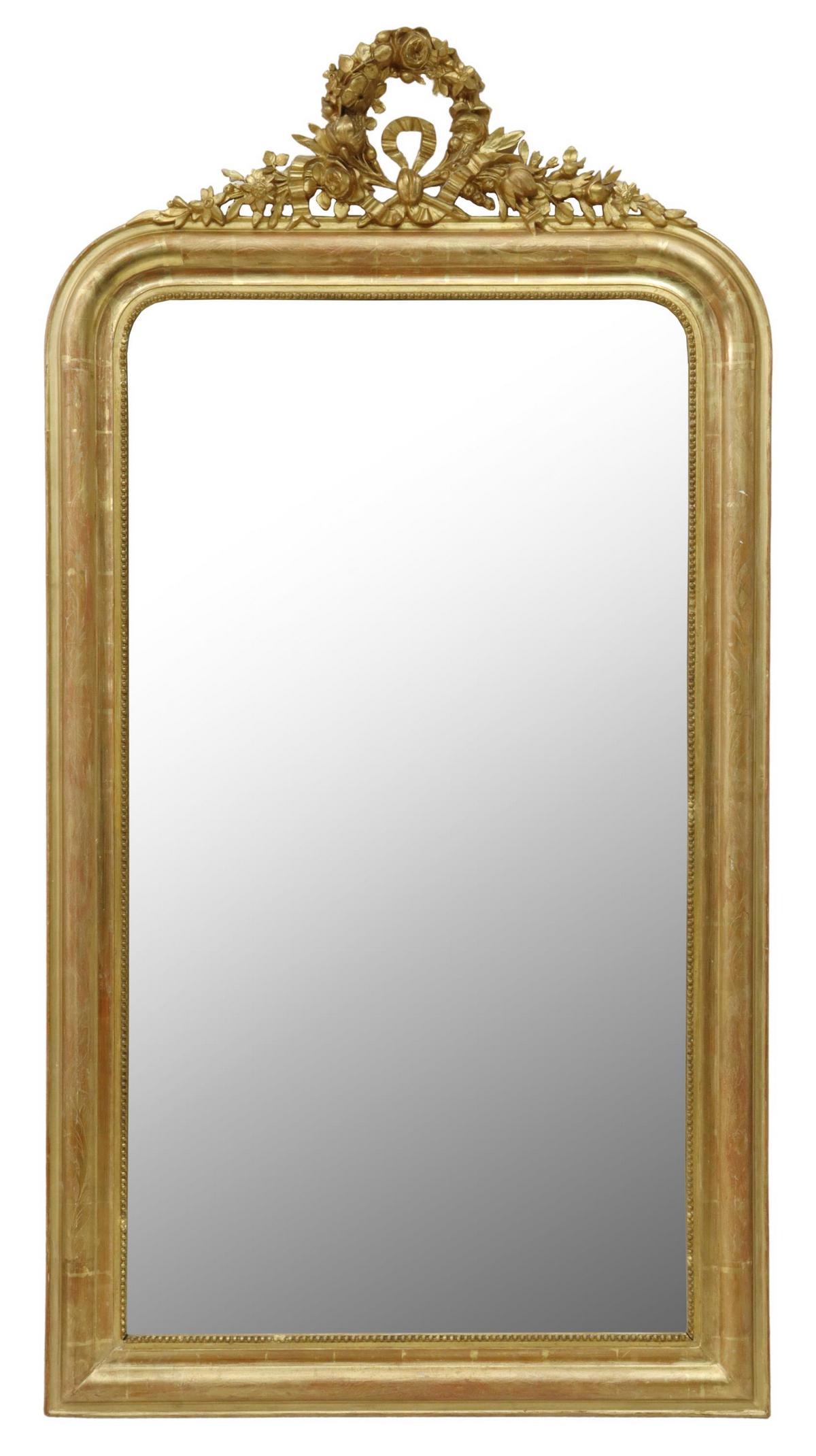 FRENCH LOUIS PHILIPPE GILTWOOD MIRROR, 62" X 32.5" (1 of 3)