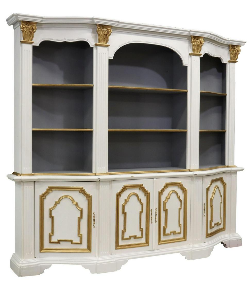 ITALIAN PARCEL GILT & PAINTED STEPBACK BOOKCASE (1 of 4)