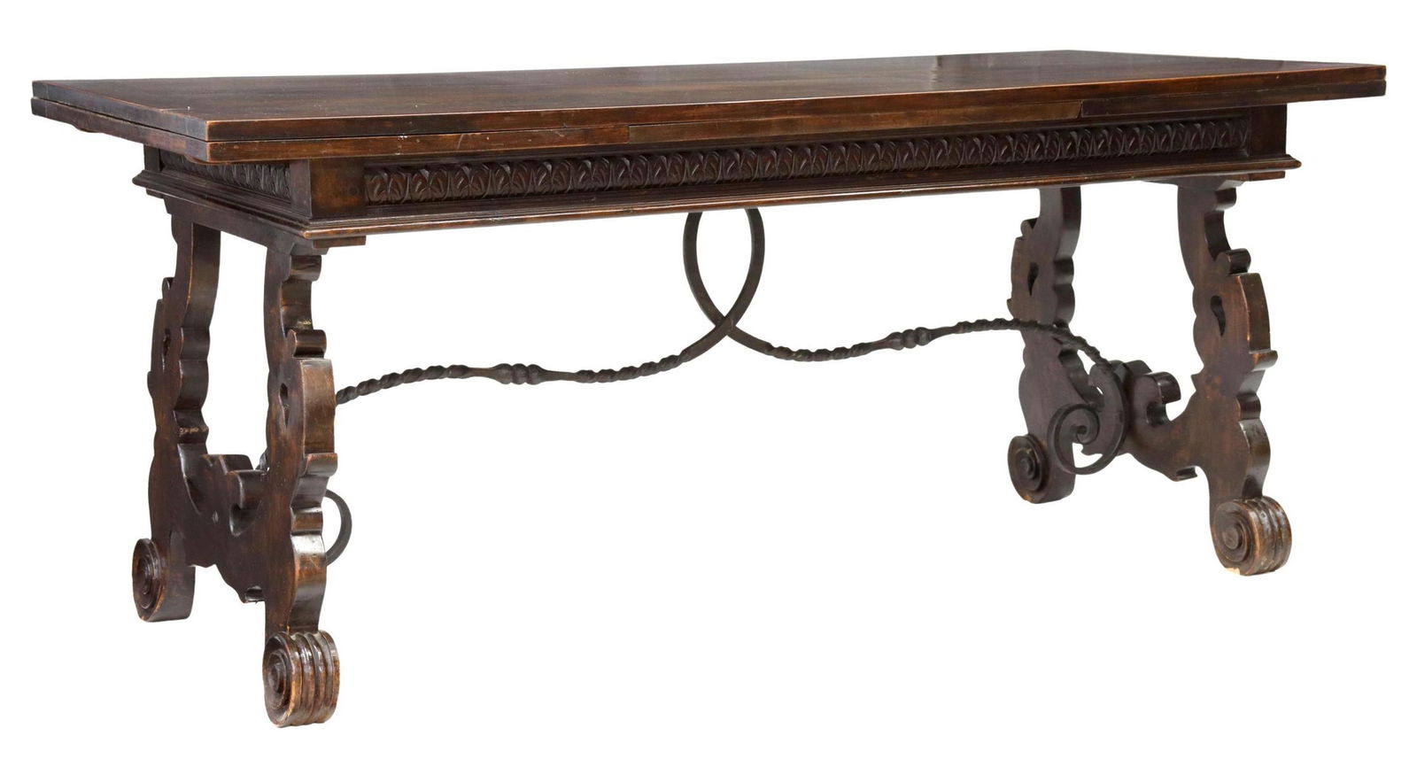 SPANISH BAROQUE STYLE WALNUT DRAW-LEAF TABLE (1 of 5)