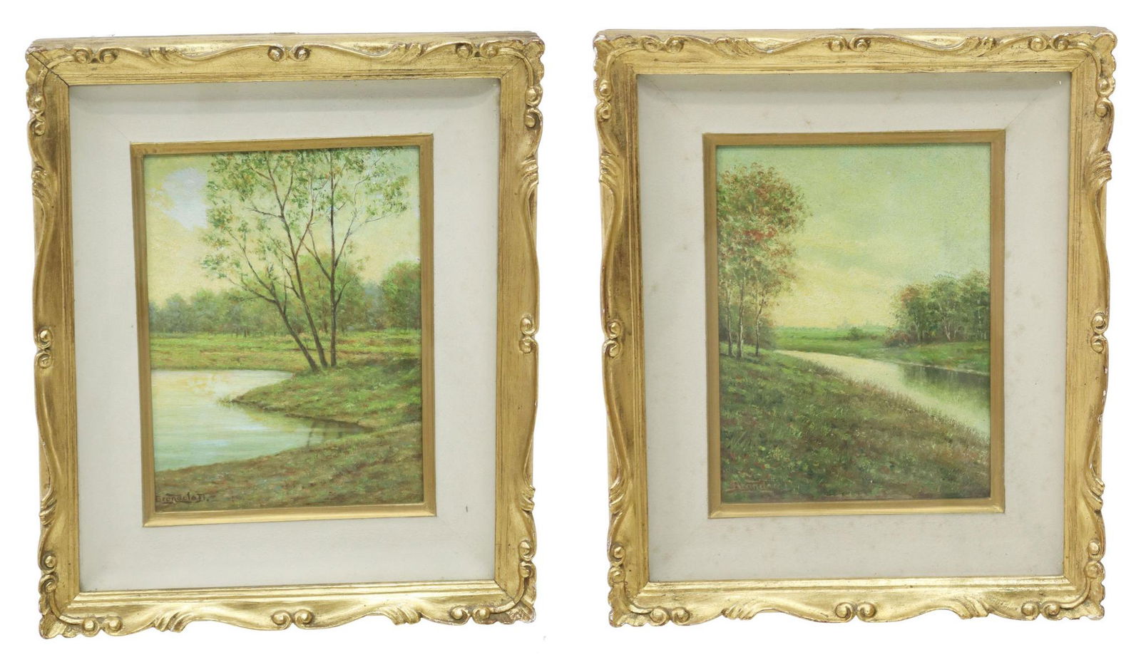 (2) SIGNED OIL ON BOARD PAINTINGS RIVER LANDSCAPES (1 of 6)