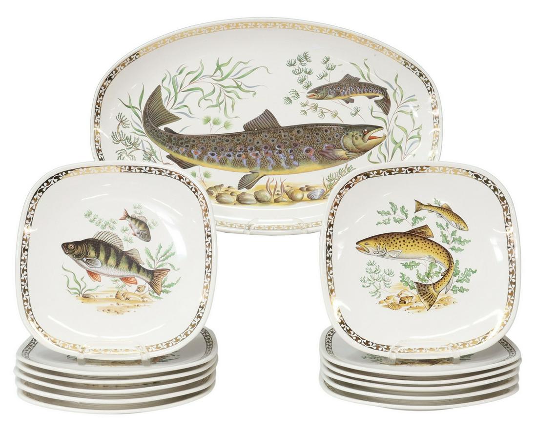(11) FRENCH LONGCHAMP PORCELAIN FISH SERVICE (1 of 4)