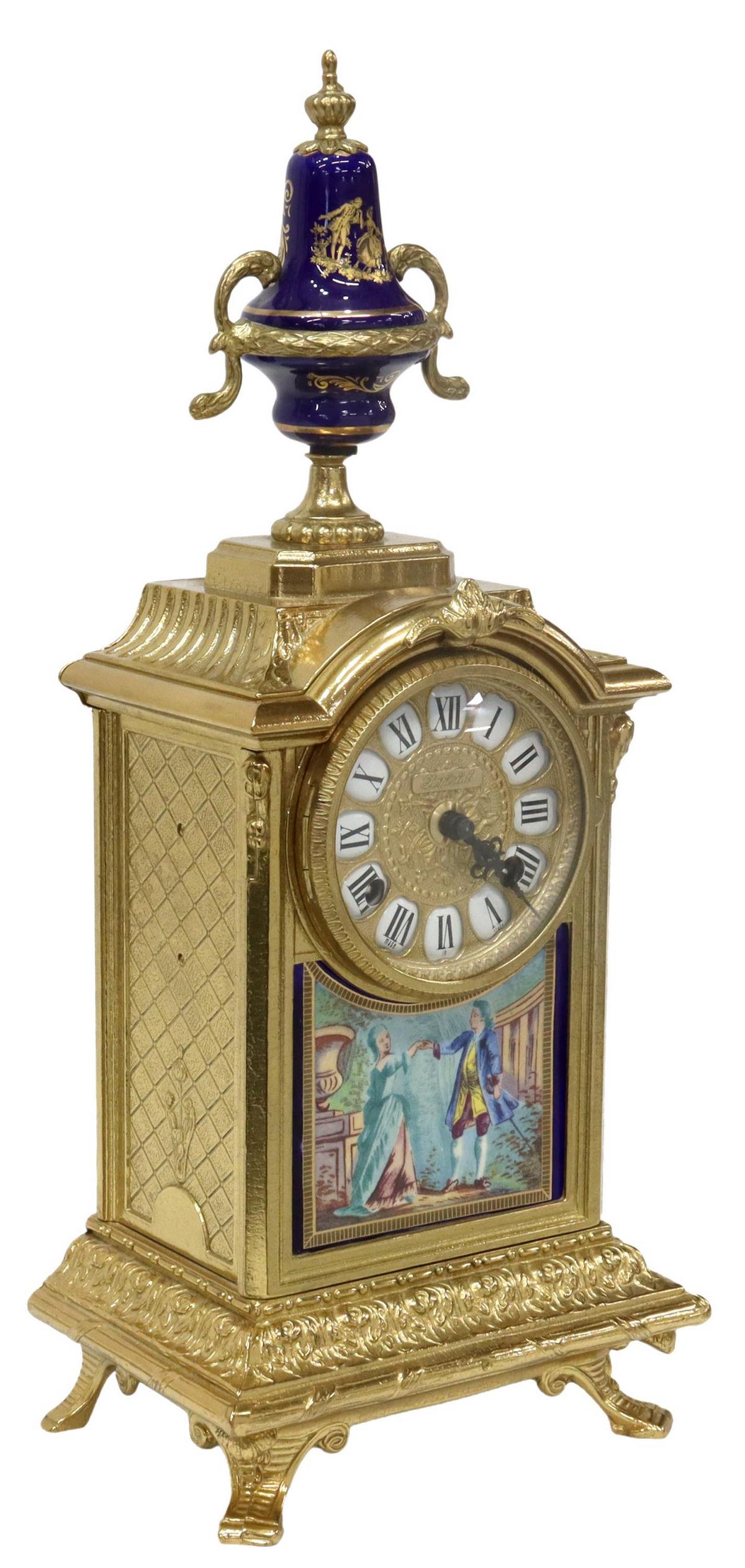 LOUIS XV STYLE GILT METAL MANTEL SHELF CLOCK (1 of 7)