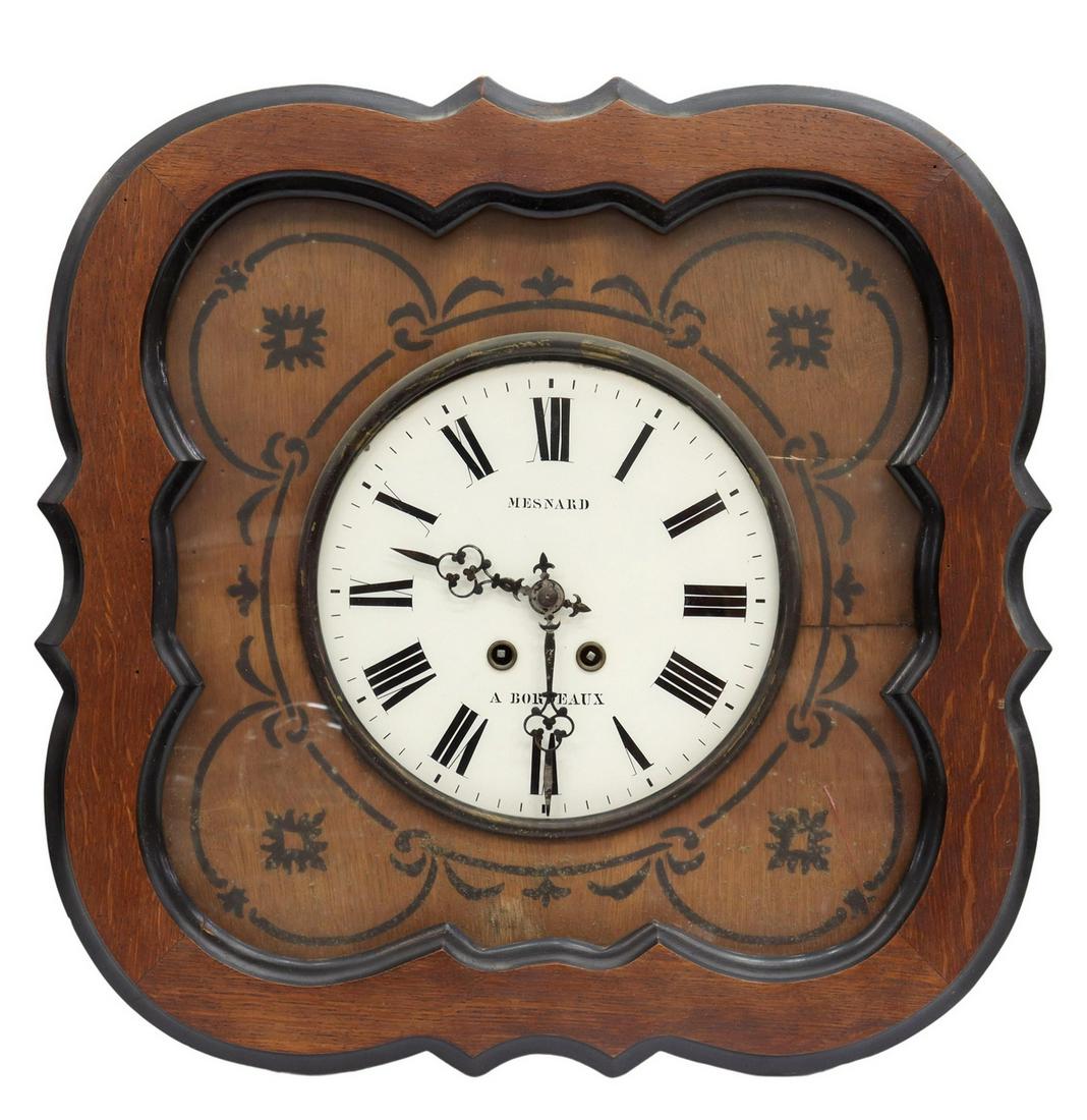 FRENCH NAPOLEON III PERIOD OAK WALL CLOCK (1 of 4)