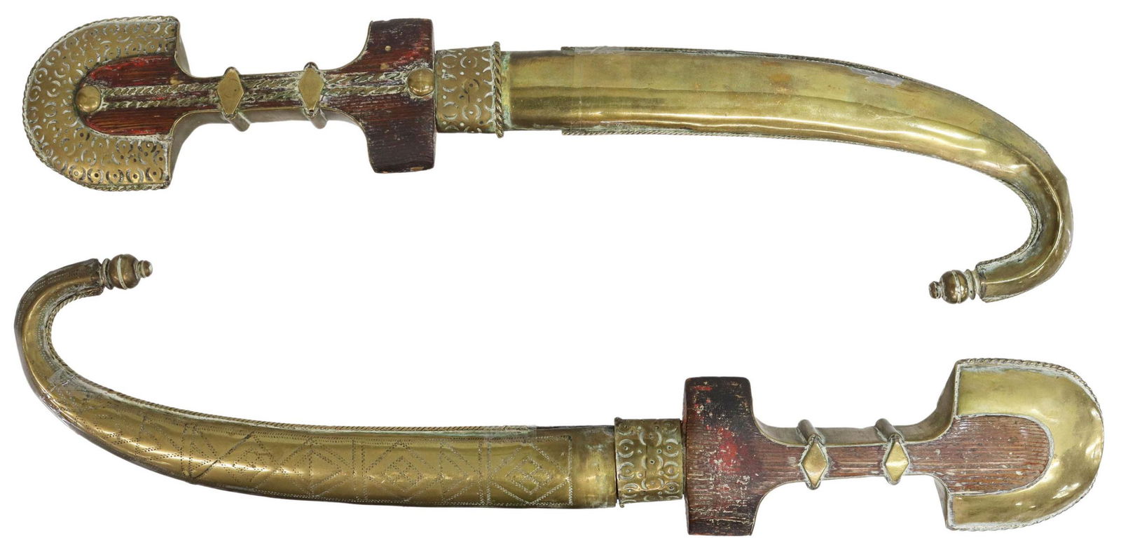 (2) ARABESQUE DECORATIVE JAMBIYA DAGGERS (1 of 2)
