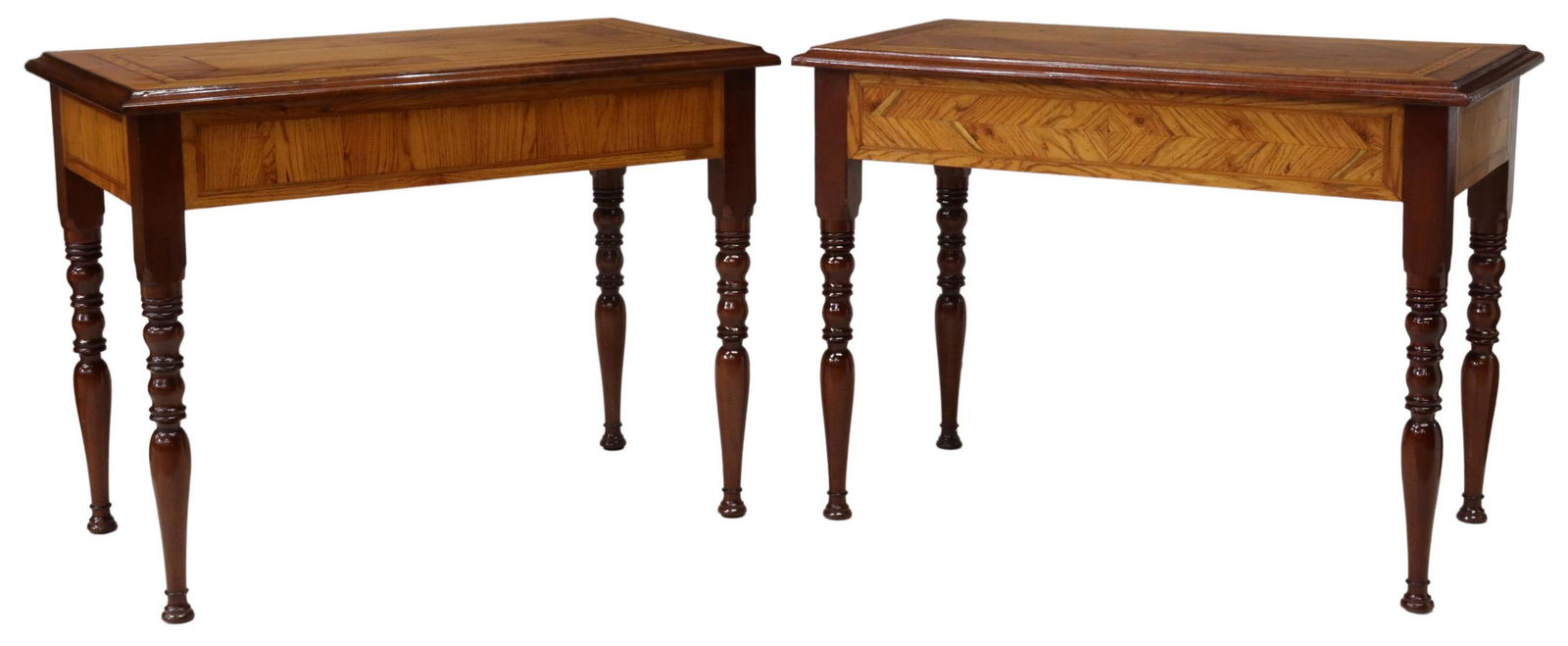(2) MAHOGANY & ROSEWOOD PARQUETRY-TOP SIDE TABLES (1 of 4)
