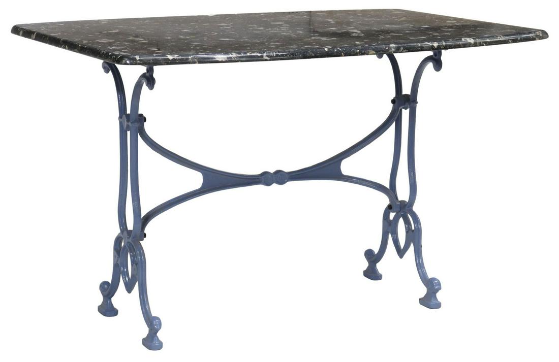 FRENCH MARBLE-TOP CAST IRON BISTRO TABLE (1 of 4)