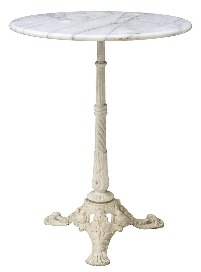FRENCH MARBLE-TOP CAST IRON BISTRO PEDESTAL TABLE (1 of 3)