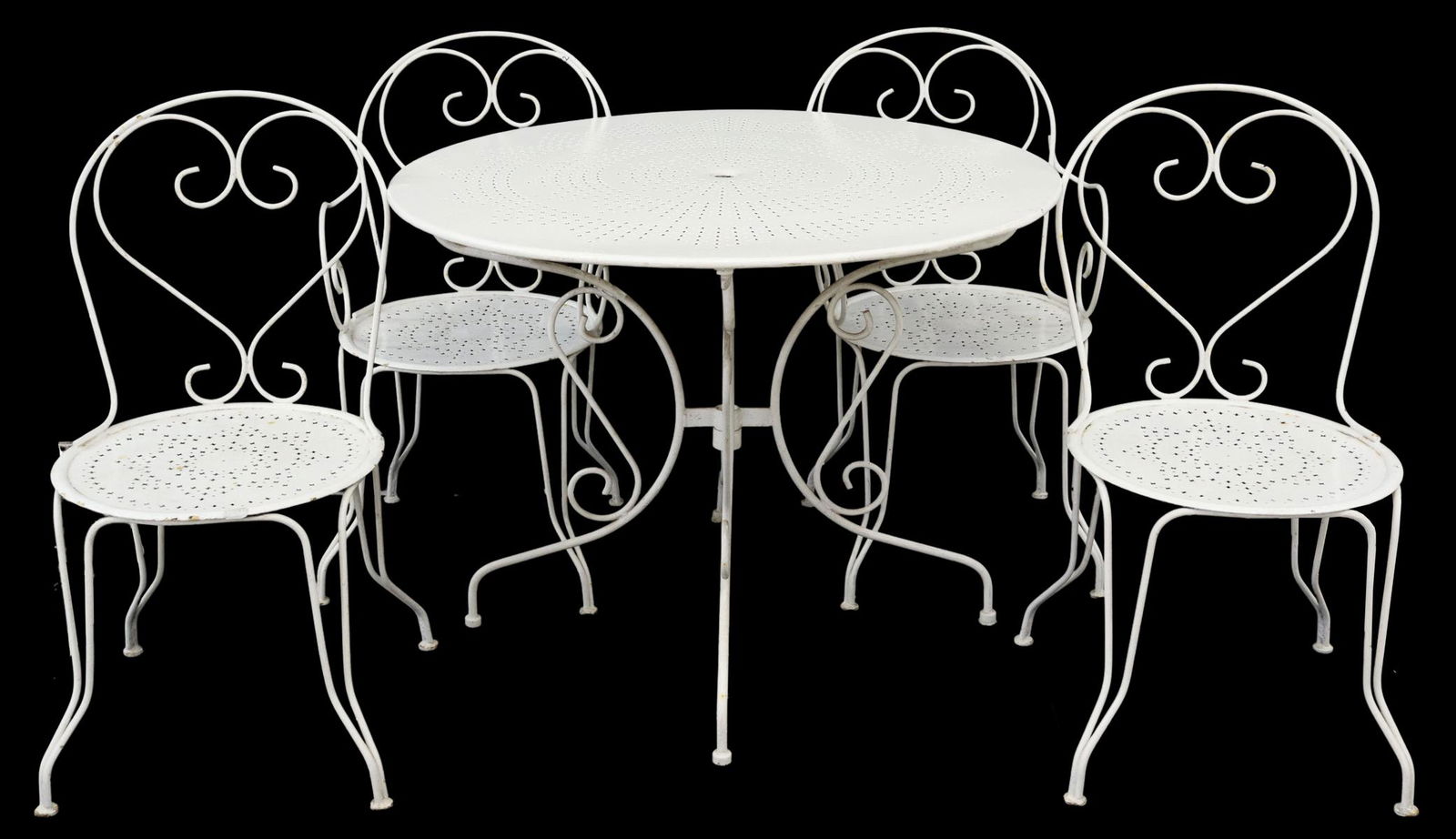 (5) FRENCH PAINTED IRON PATIO TABLE & CHAIRS (1 of 5)