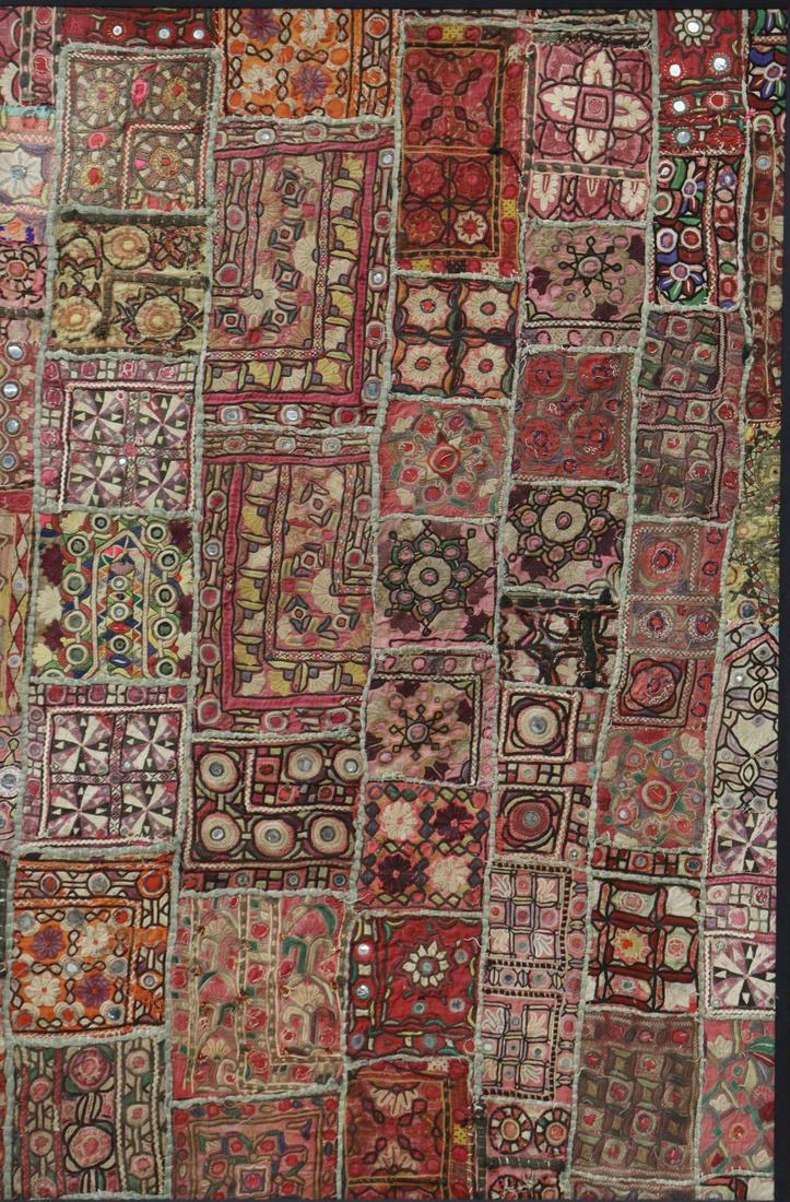 FRAMED EMBROIDERED PATCHWORK TEXTILE, INDIA (1 of 3)