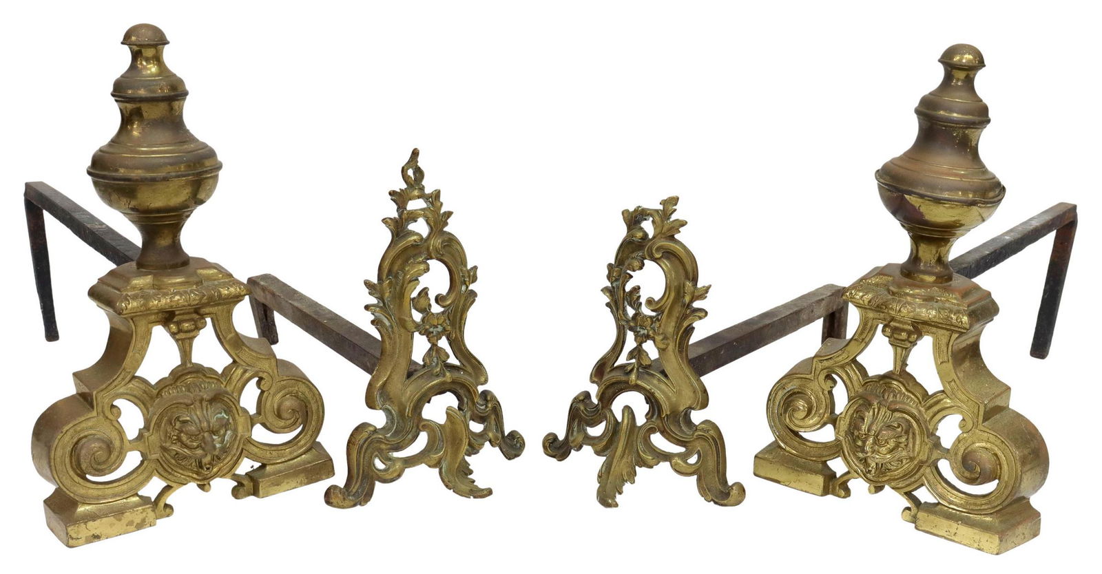 (4) FRENCH LOUIS XV STYLE GILT METAL ANDIRONS (1 of 6)
