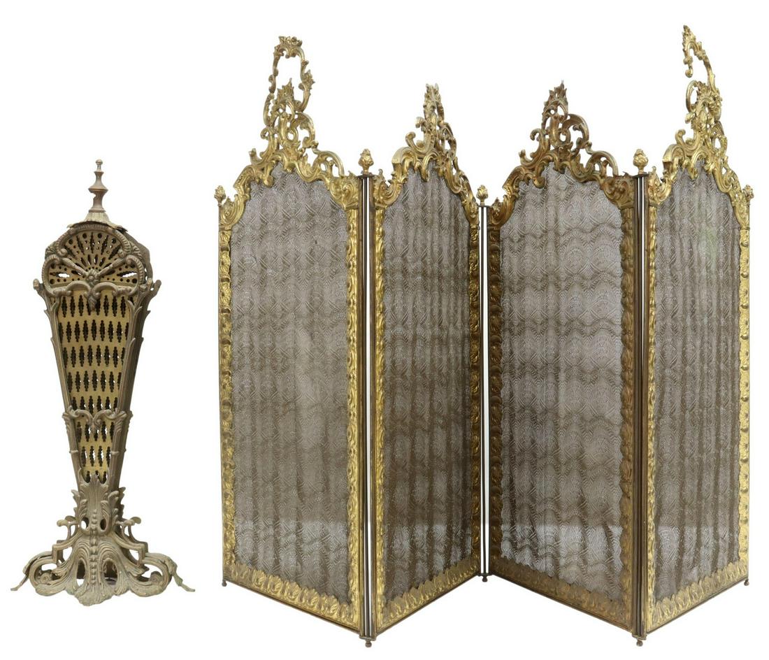 (2) LOUIS XV STYLE GILT METAL FIREPLACE SCREENS (1 of 5)