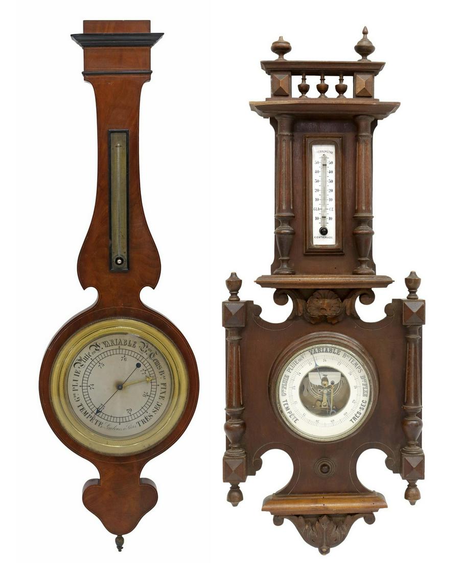 (2) FRENCH CARVED MAHOGANY BAROMETERS (1 of 7)