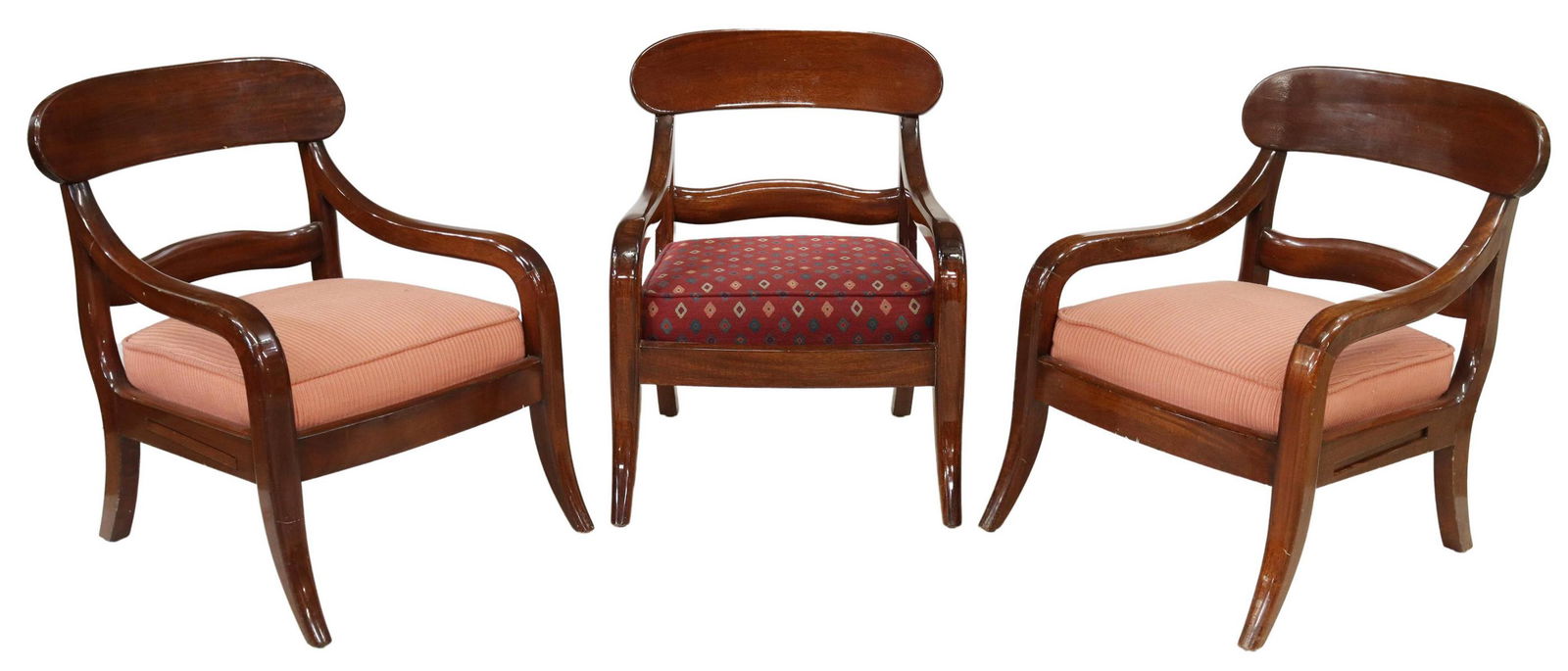 (3) EMPIRE STYLE MAHOGANY LOW ARMCHAIRS (1 of 2)