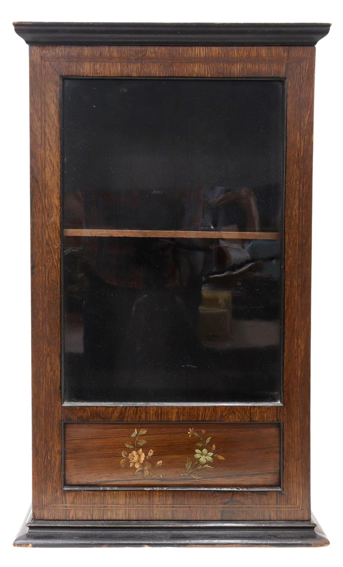 ROSEWOOD HANGING WALL VITRINE DISPLAY CABINET (1 of 5)