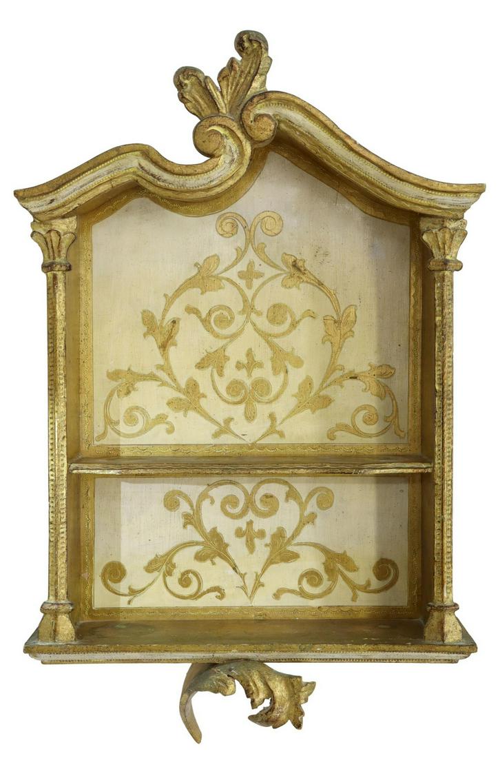 FLORENTIA PARCEL GILT WALL VITRINE CURIO CABINET (1 of 4)