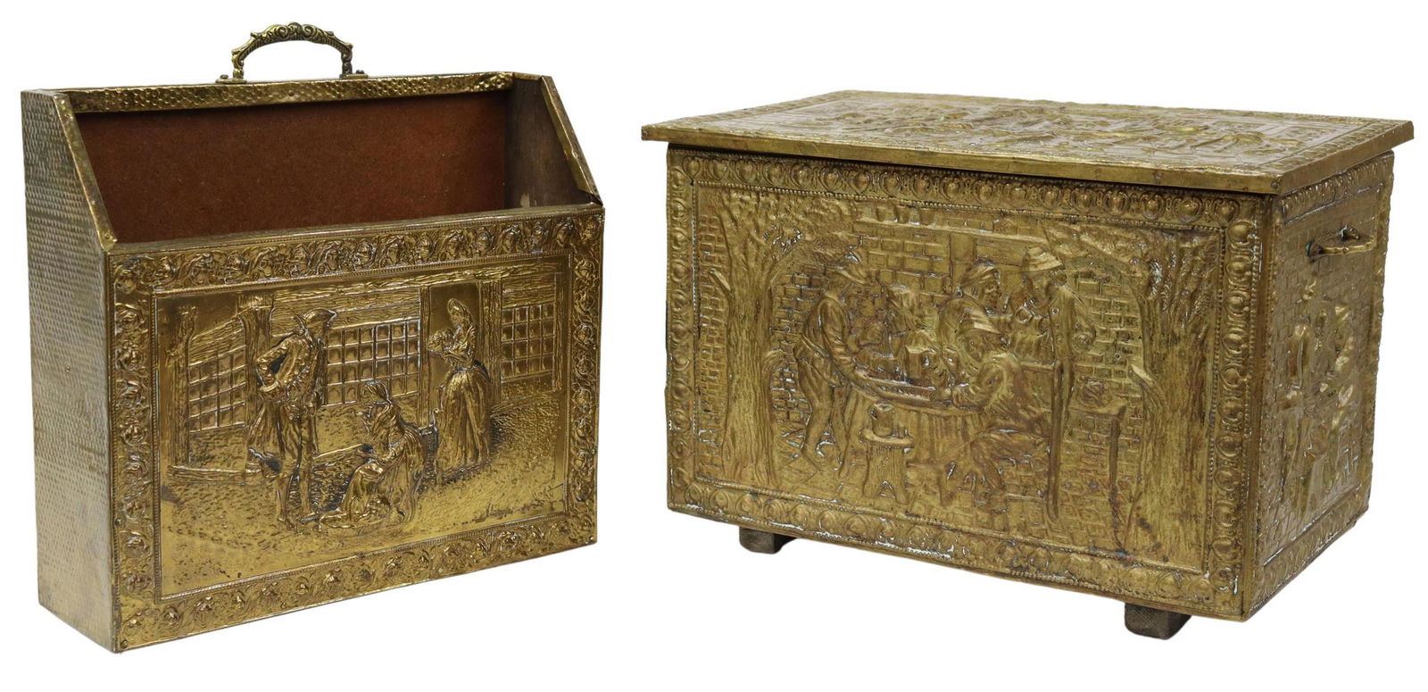 (2) DUTCH BRASS REPOUSSE COFFER & BOX (1 of 7)
