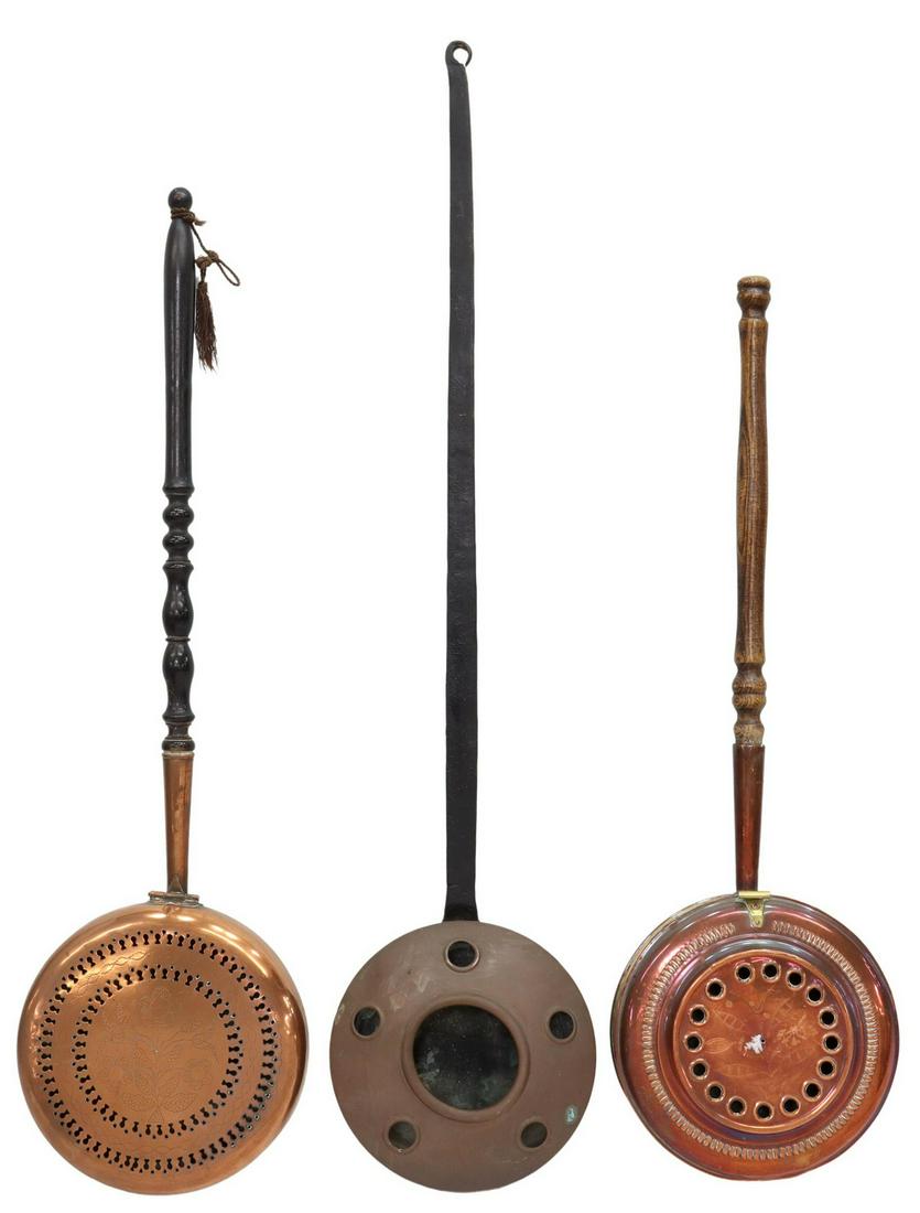 (3) FRENCH COPPER & BRASS BED WARMERS (1 of 5)