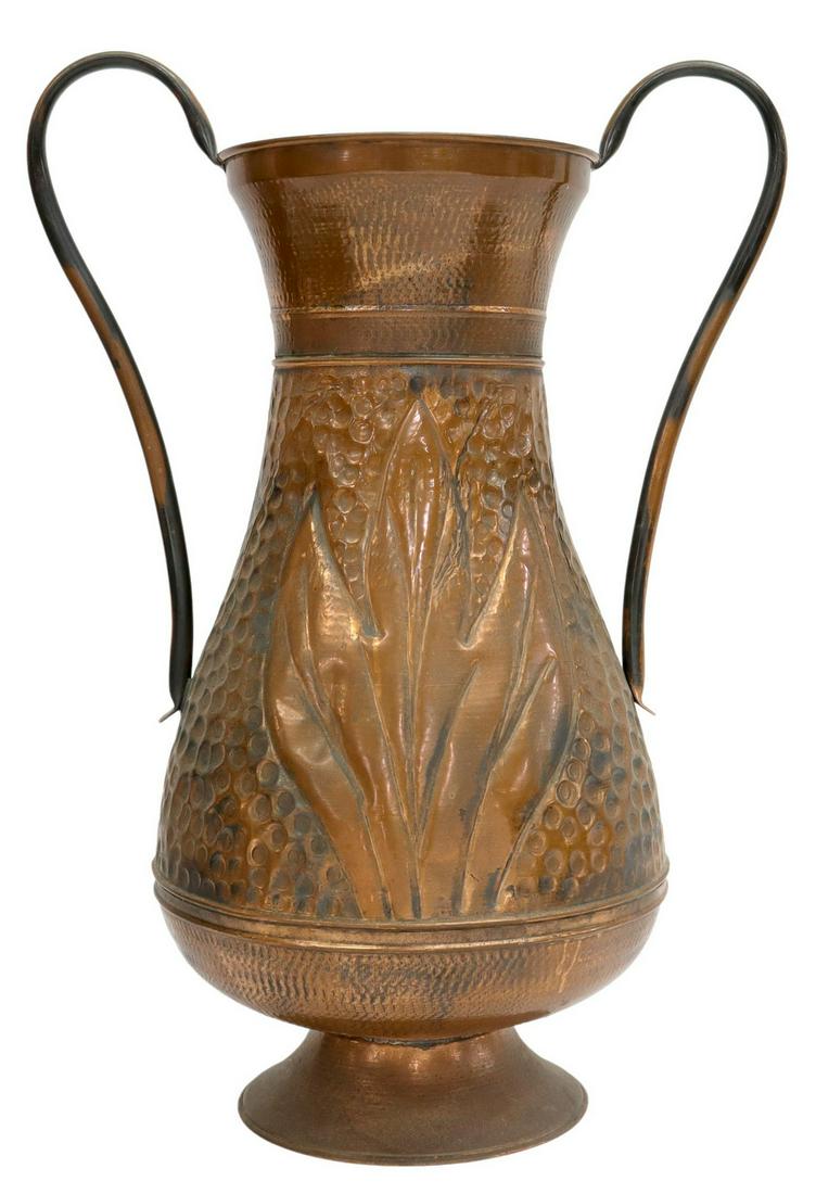 LARGE REPOUSSE COPPER VESSEL UMBRELLA STAND (1 of 3)