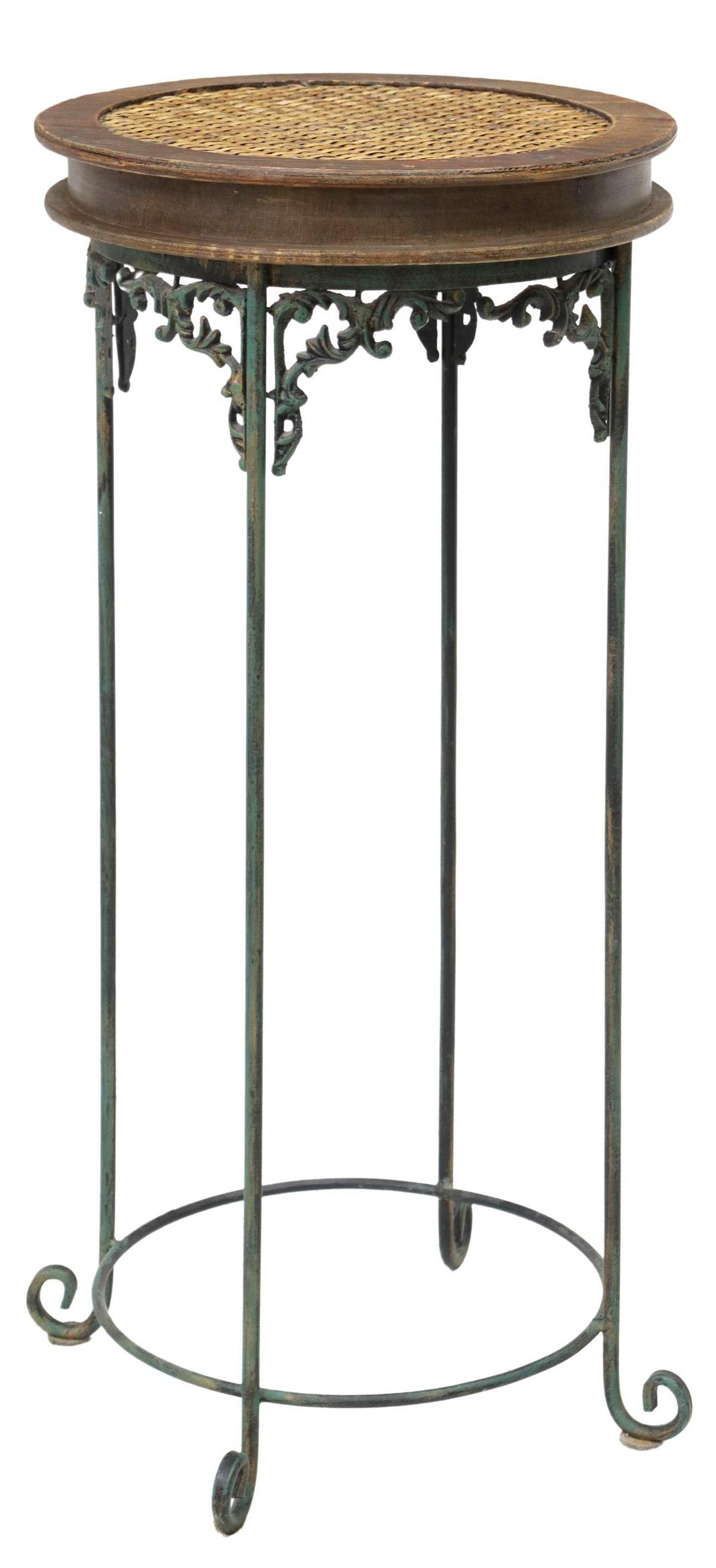 VINTAGE RATTAN-TOP PLANT STAND (1 of 4)