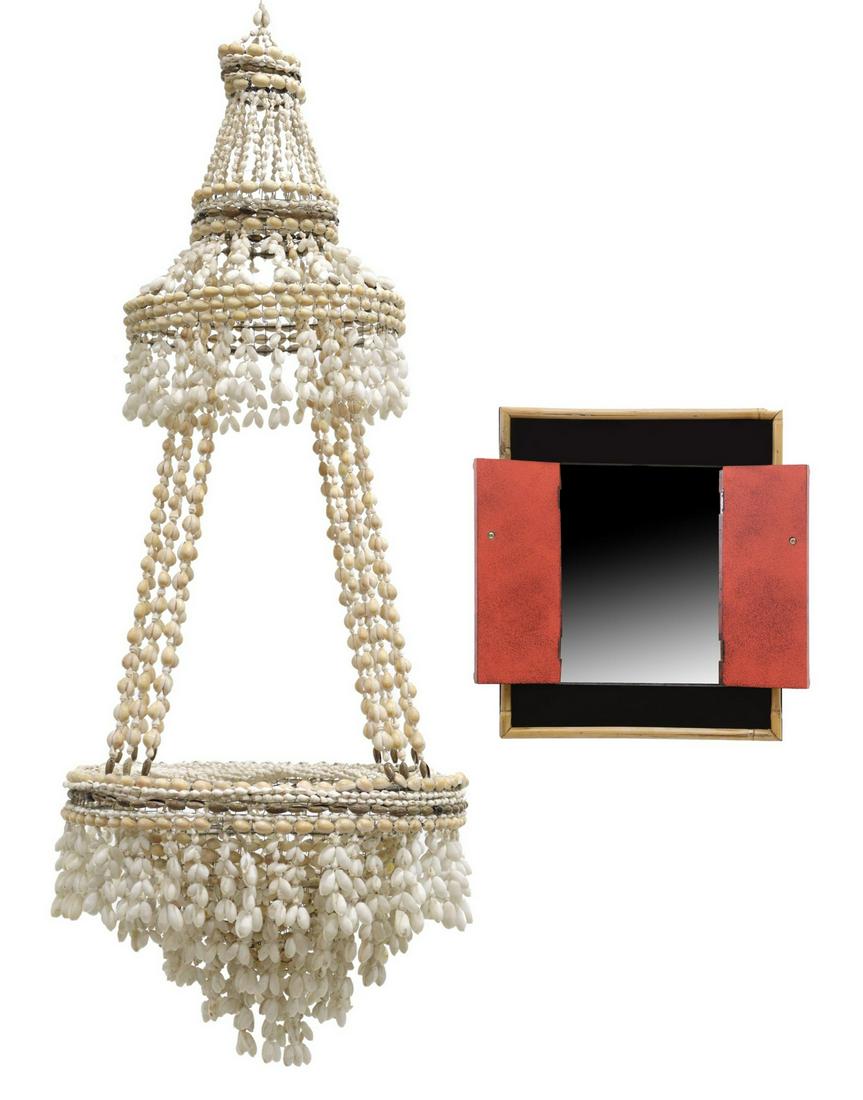(2) DECORATIVE COWRIE HANGING PLANTER & MIRROR (1 of 6)