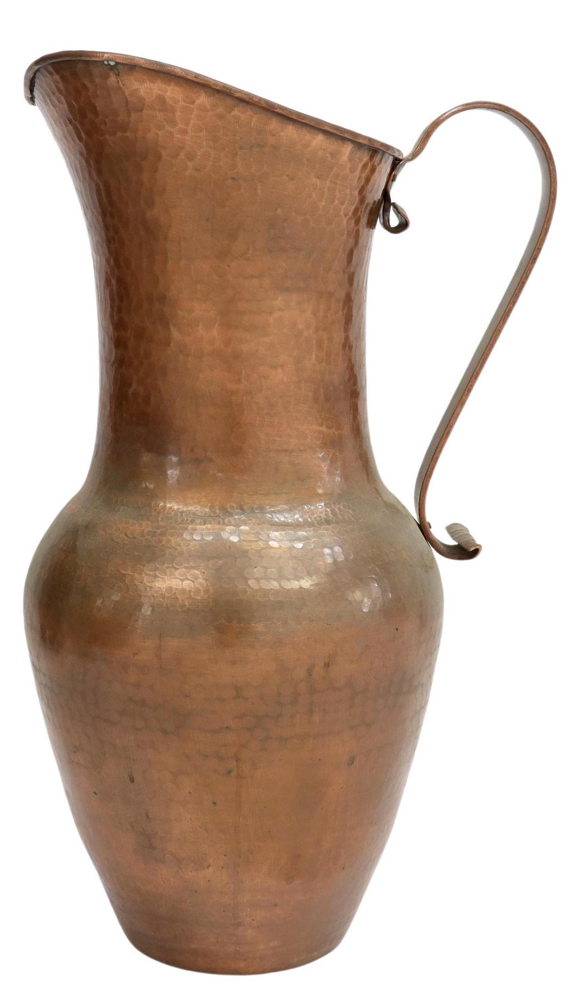 LARGE HAMMERED COPPER PITCHER, 24"H (1 of 3)